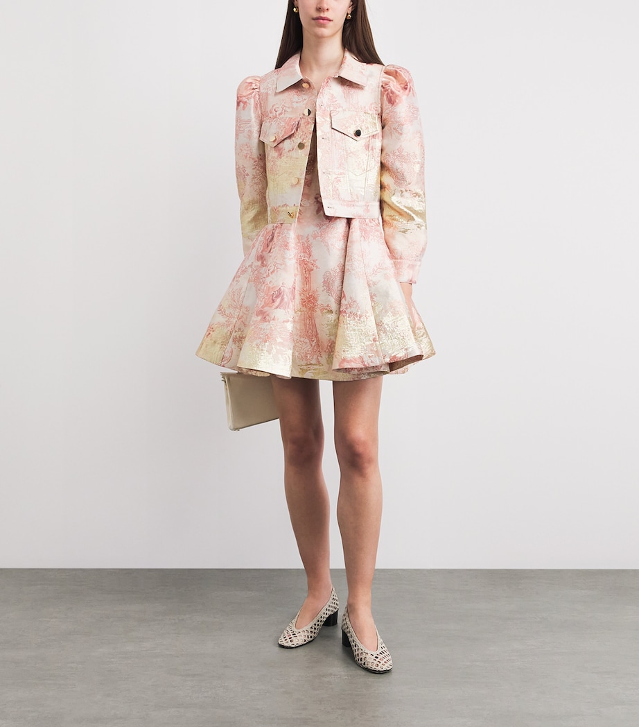 Alice+Olivia Womens Jacquard Lana Cropped Jacket En Rose Toile Image 2