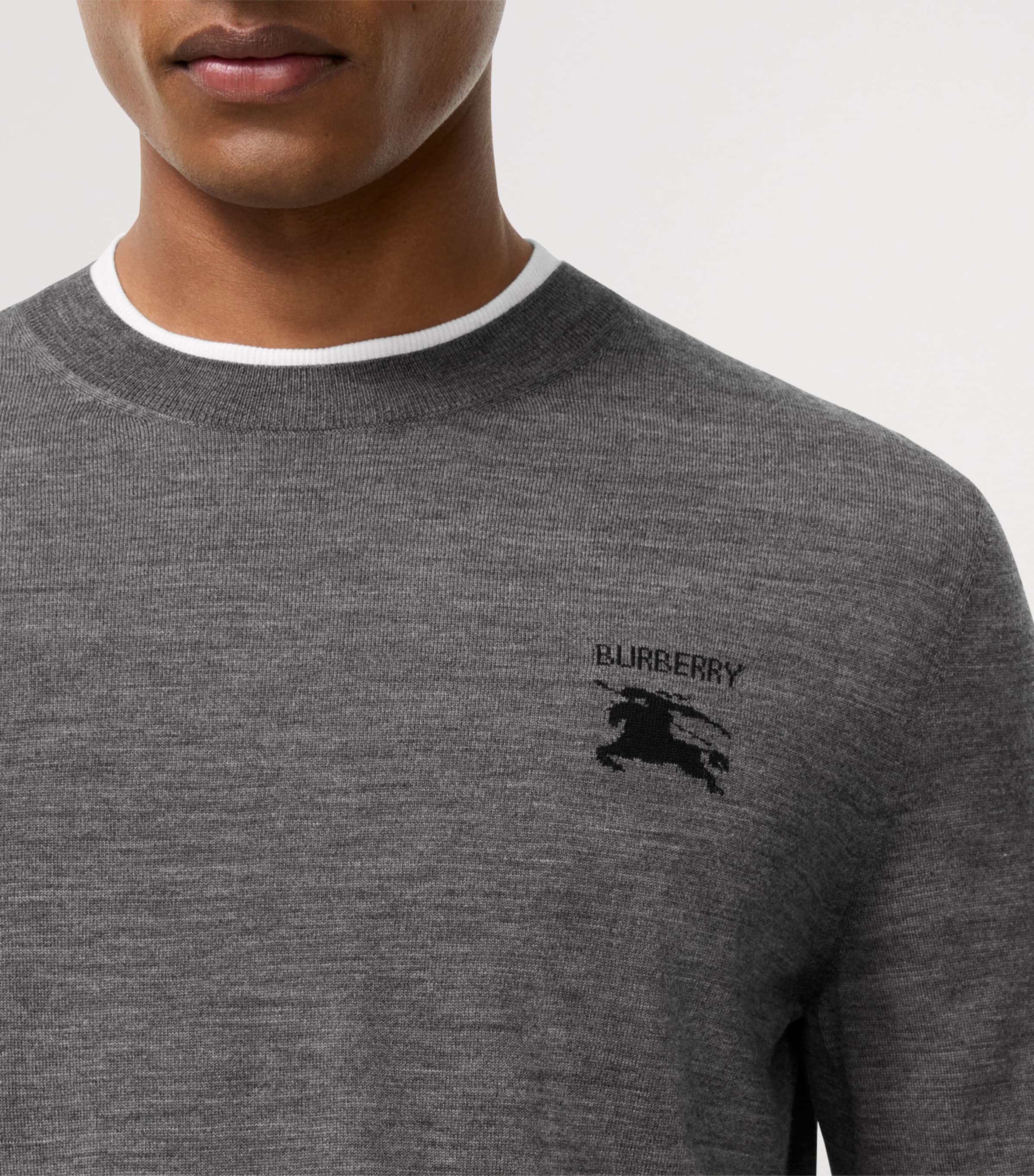 Burberry Mens Wool EKD Sweater Grey Image 3