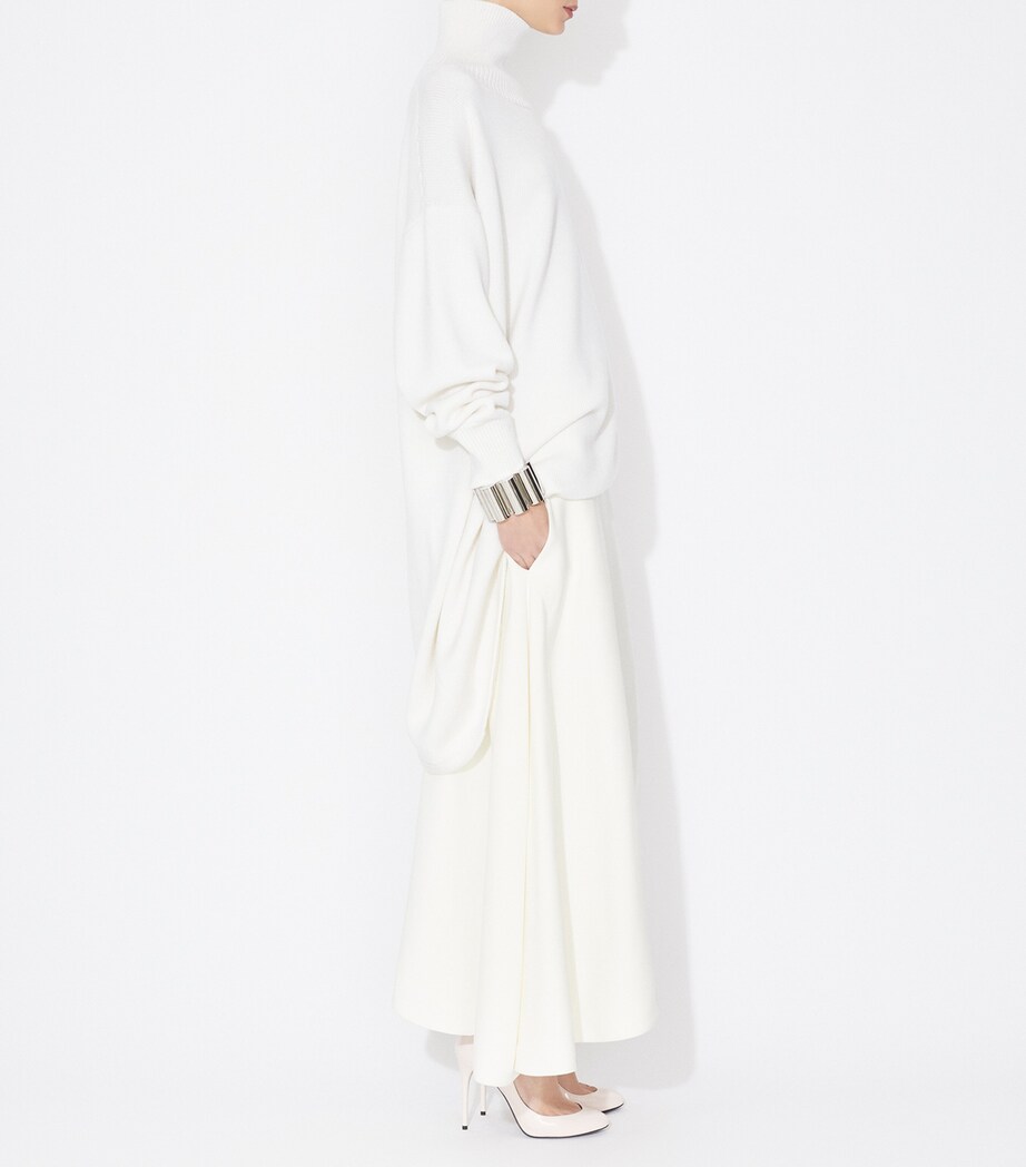 Wool Asymmetric Cape Sweater BLANC NATUREL Image 4