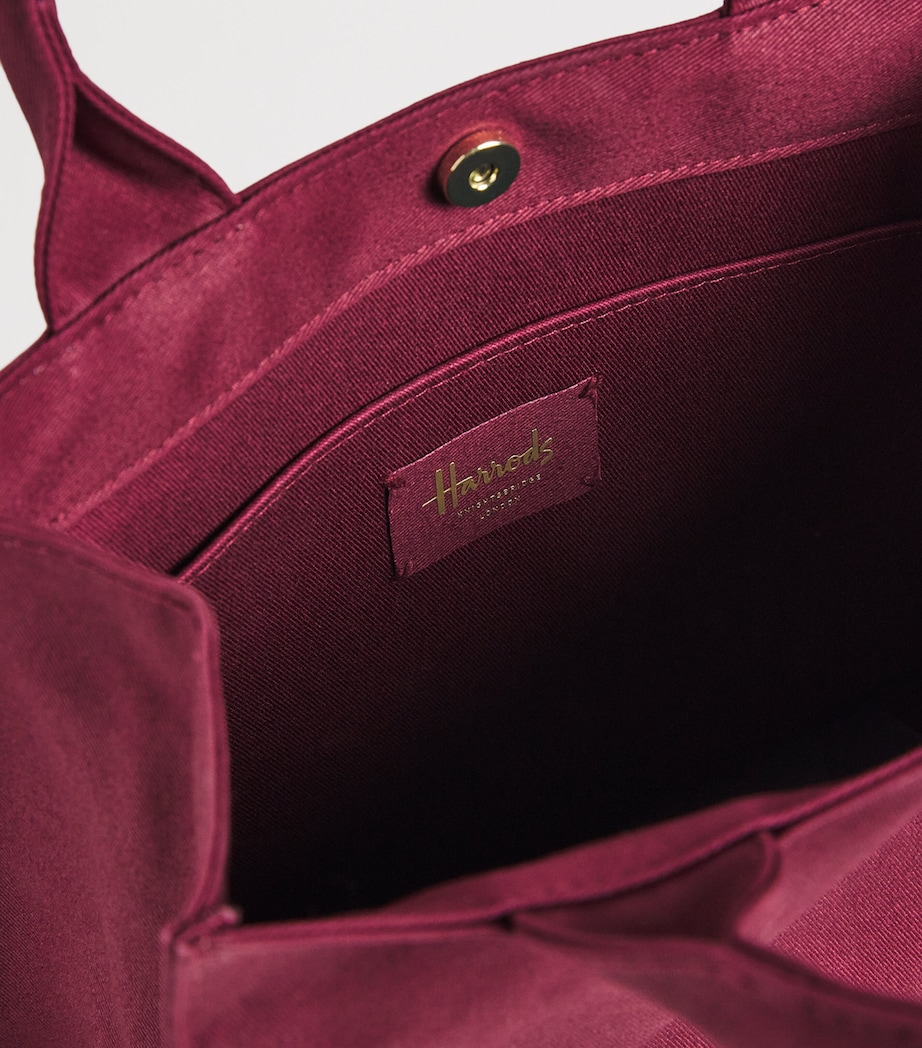 Harrods Small Logo Tote Bag Burgundy Image 3