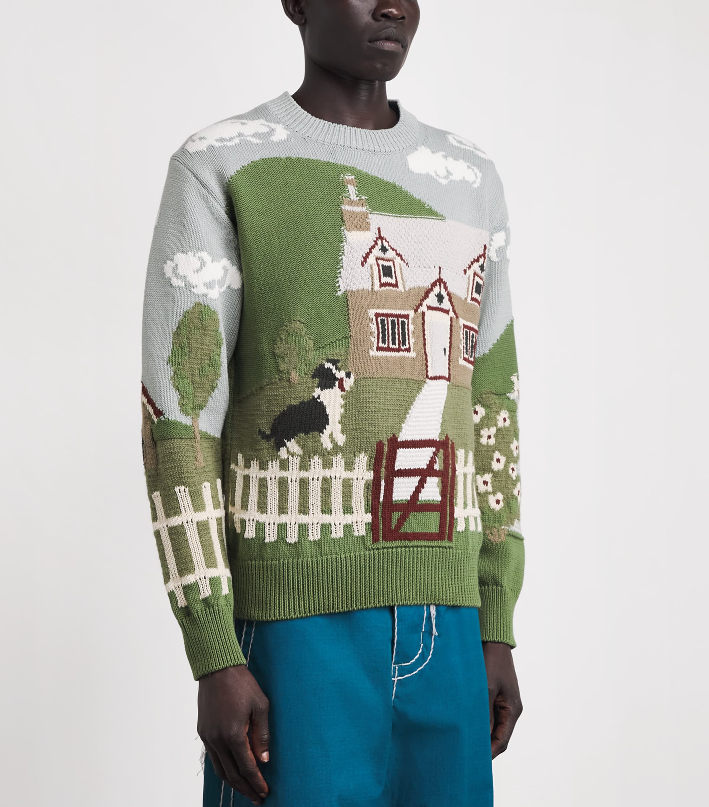 Junya Watanabe MAN Mens Cotton-Wool Intarsia Sweater Image 4