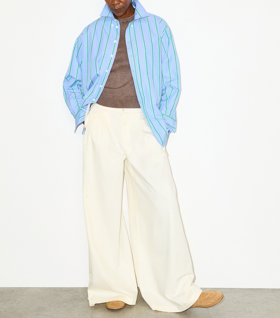 MAX&Co. Womens Stripe Plot Twist Shirt Light Blue Image 2