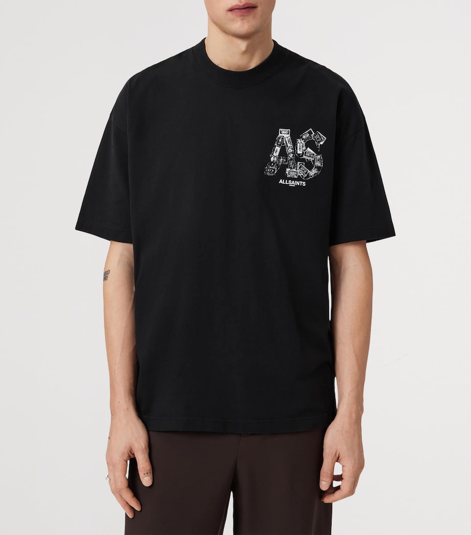 AllSaints Mens Organic Cotton Mixtape T-Shirt Jet Black Image 3