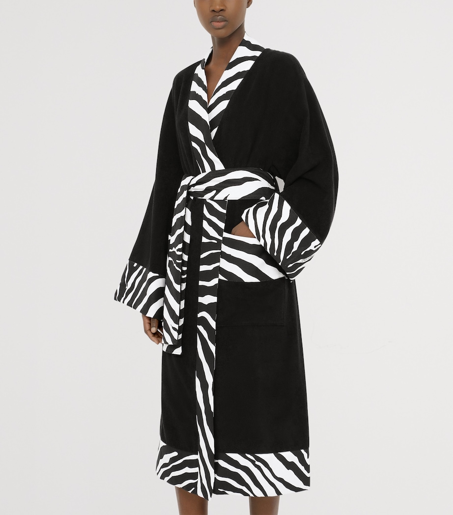 Dolce&Gabbana Casa Terry Cotton Zebra Print Robe Nero Zebra Image 5