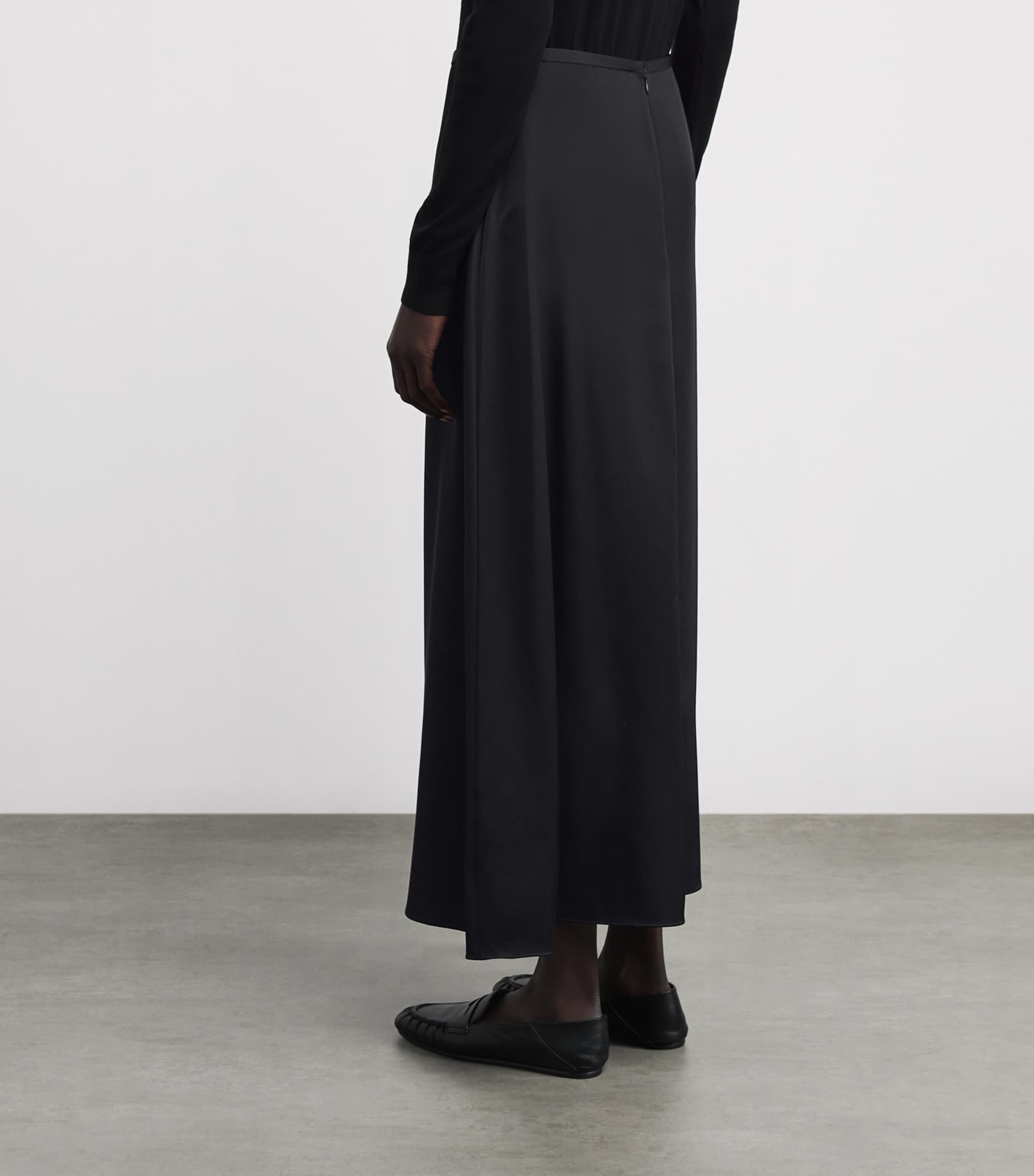 Satin Midi Skirt 001-BLACK Image 4