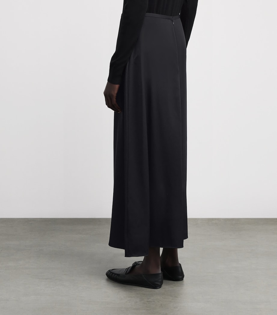 Satin Midi Skirt 001-BLACK Image 4