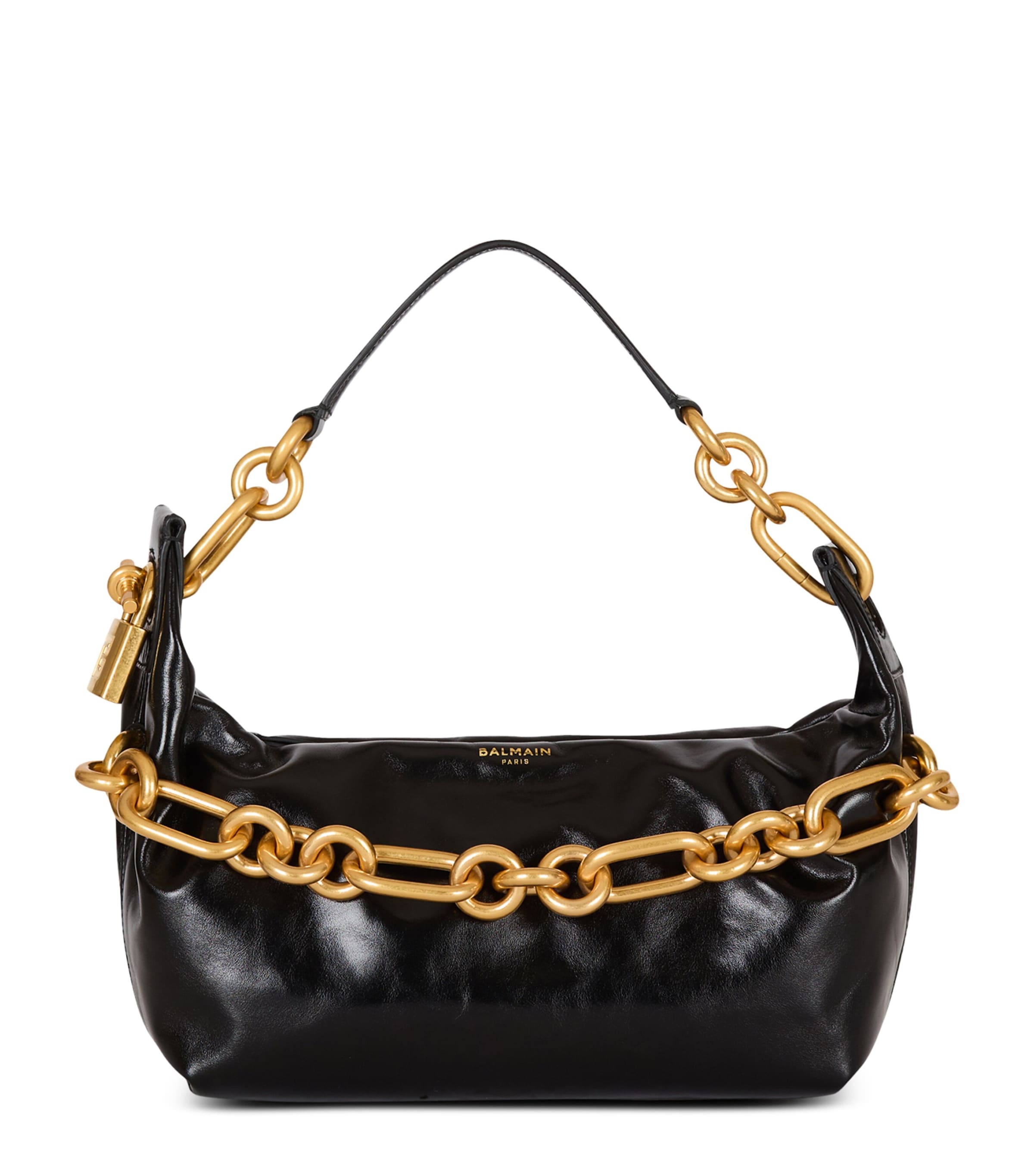 Balmain Sync Shoulder Bag In Soft Leather In Black