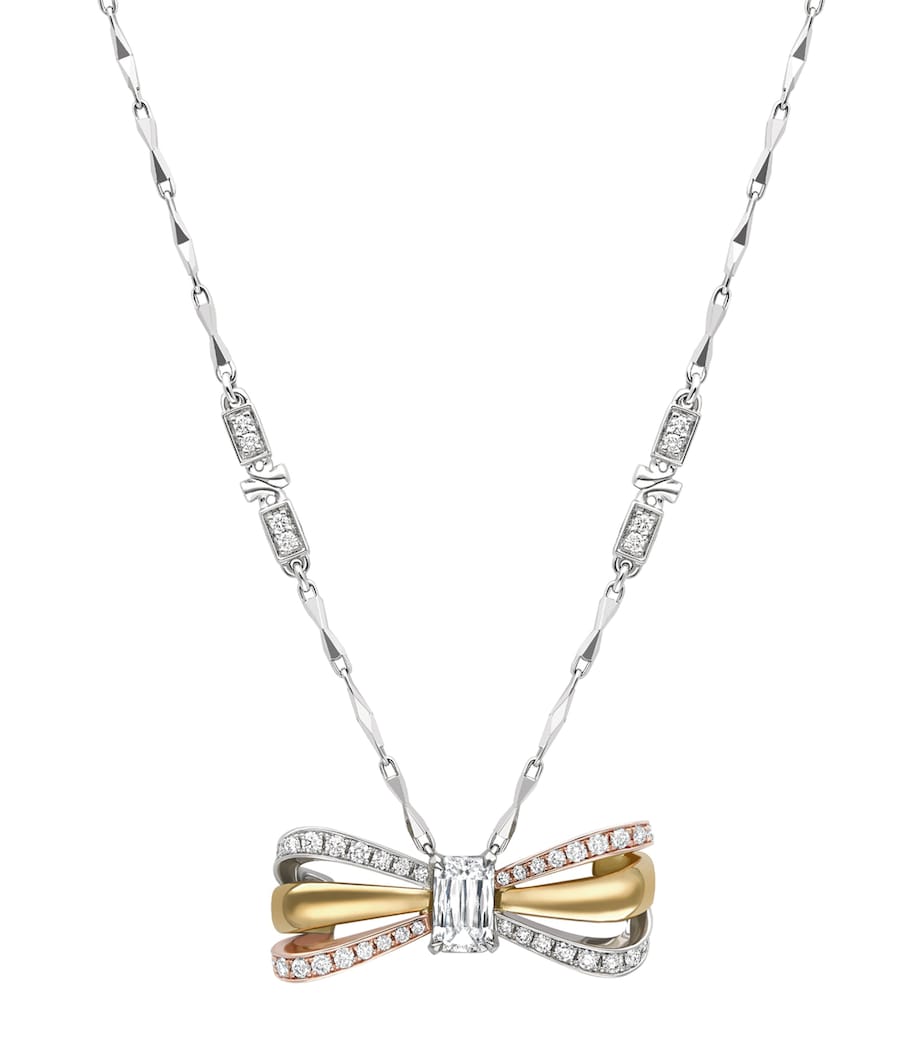 Platinum and Mixed Gold Ashoka Ribbons Pendant Necklace PLATINUM Image 1