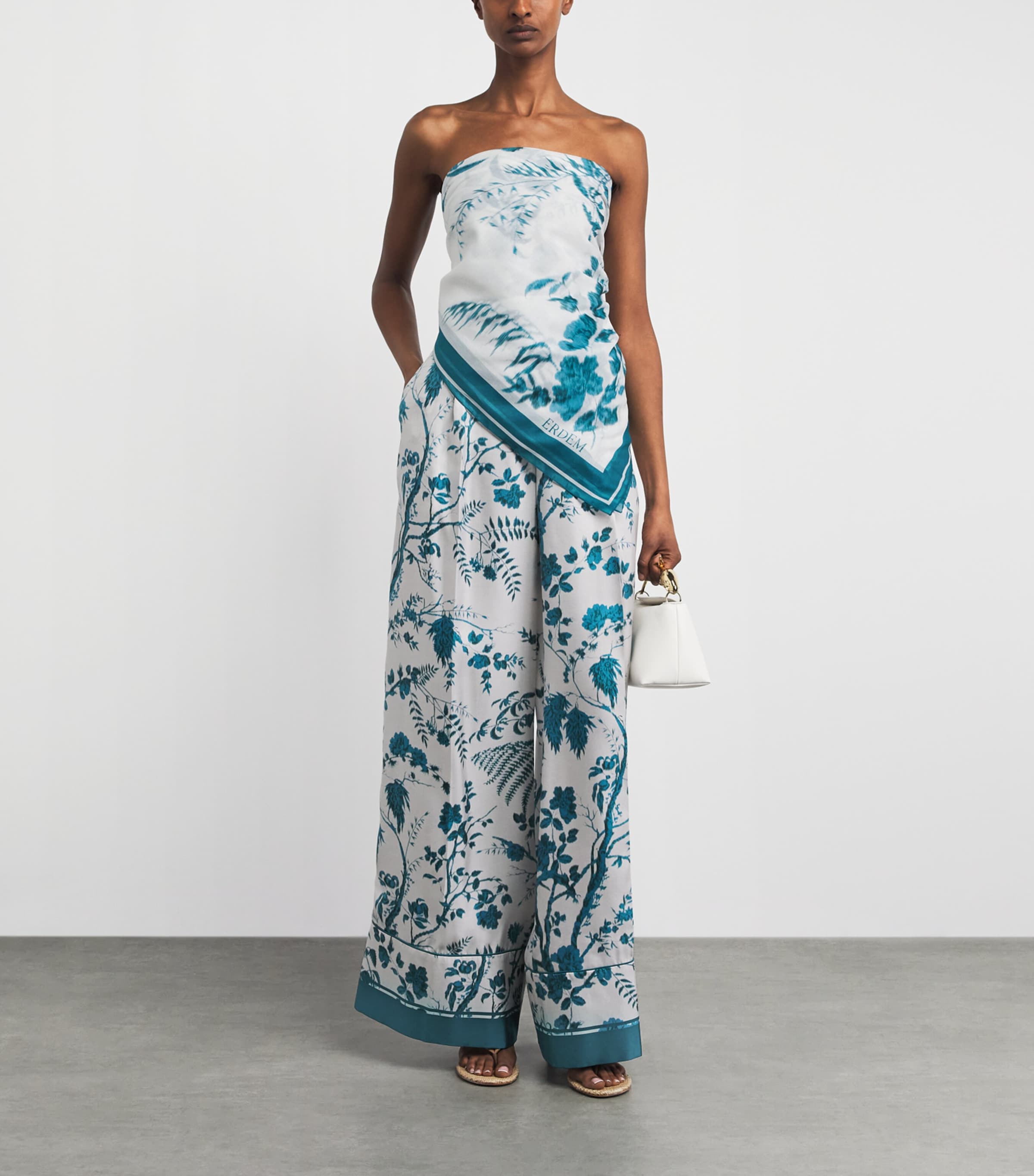 Erdem Womens Cotton Voile Printed Pareo Wld Frn Btncl Drm Bl Image 2
