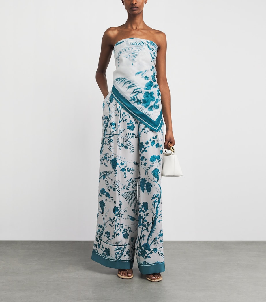 Erdem Womens Cotton Voile Printed Pareo Wld Frn Btncl Drm Bl Image 2