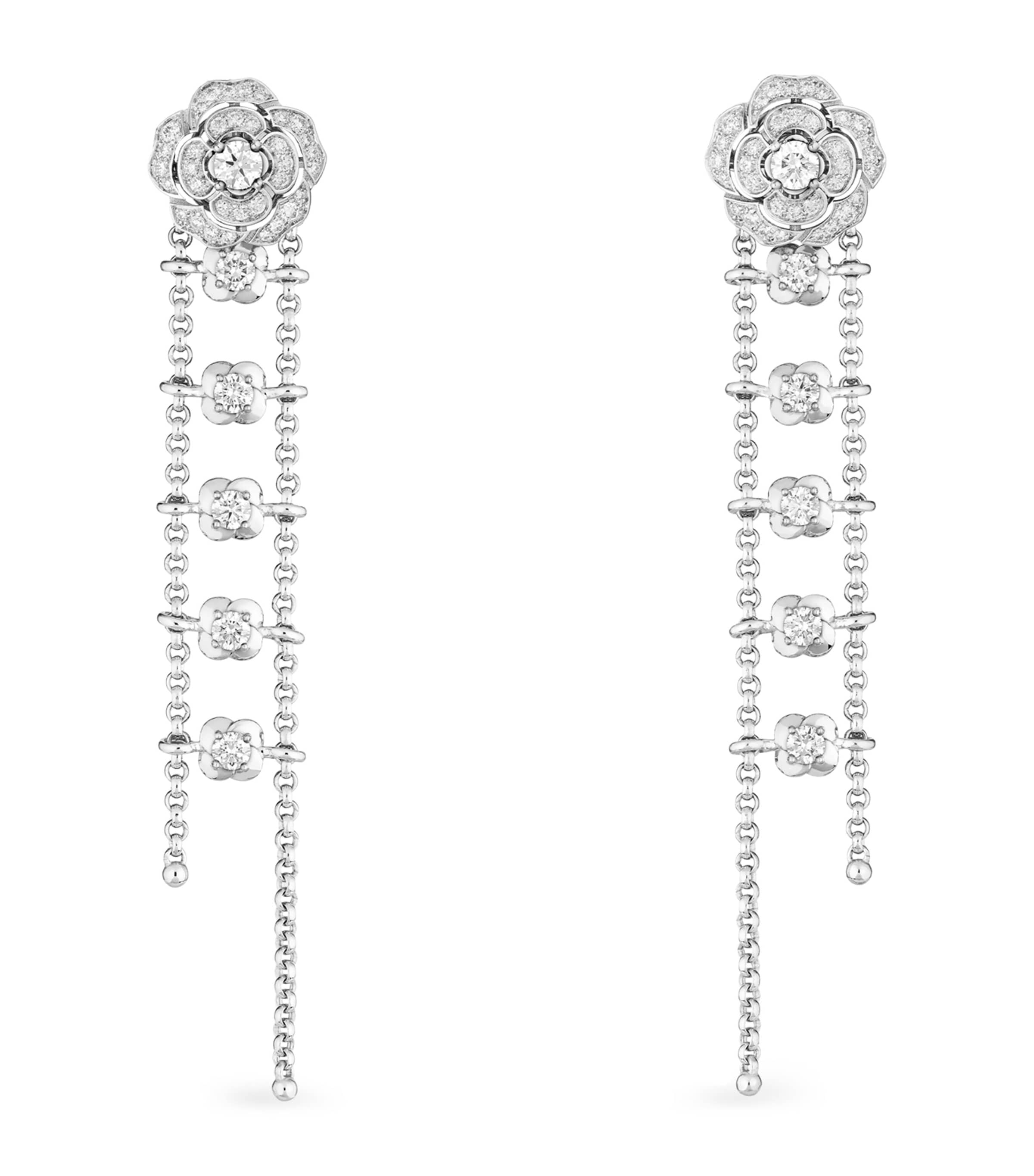 White Gold and Diamond Camélia Transformable Earrings WHITE Image 1