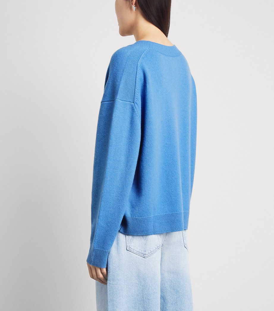 ANINE BING Womens Cashmere Oversized Lee Sweater Blue Image 5