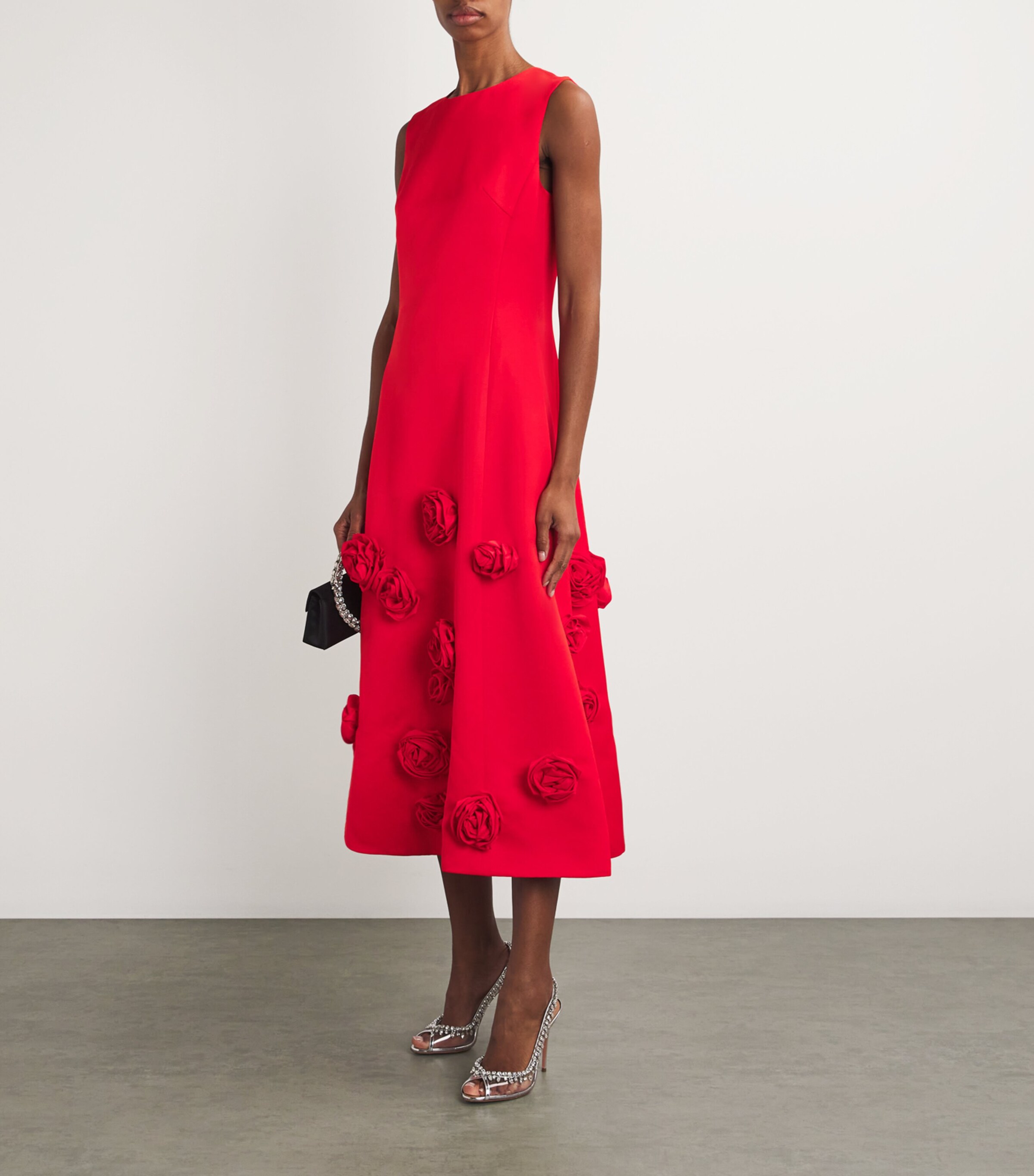 LEO LIN Red Rose-Detail Cleo Midi Dress | Harrods US