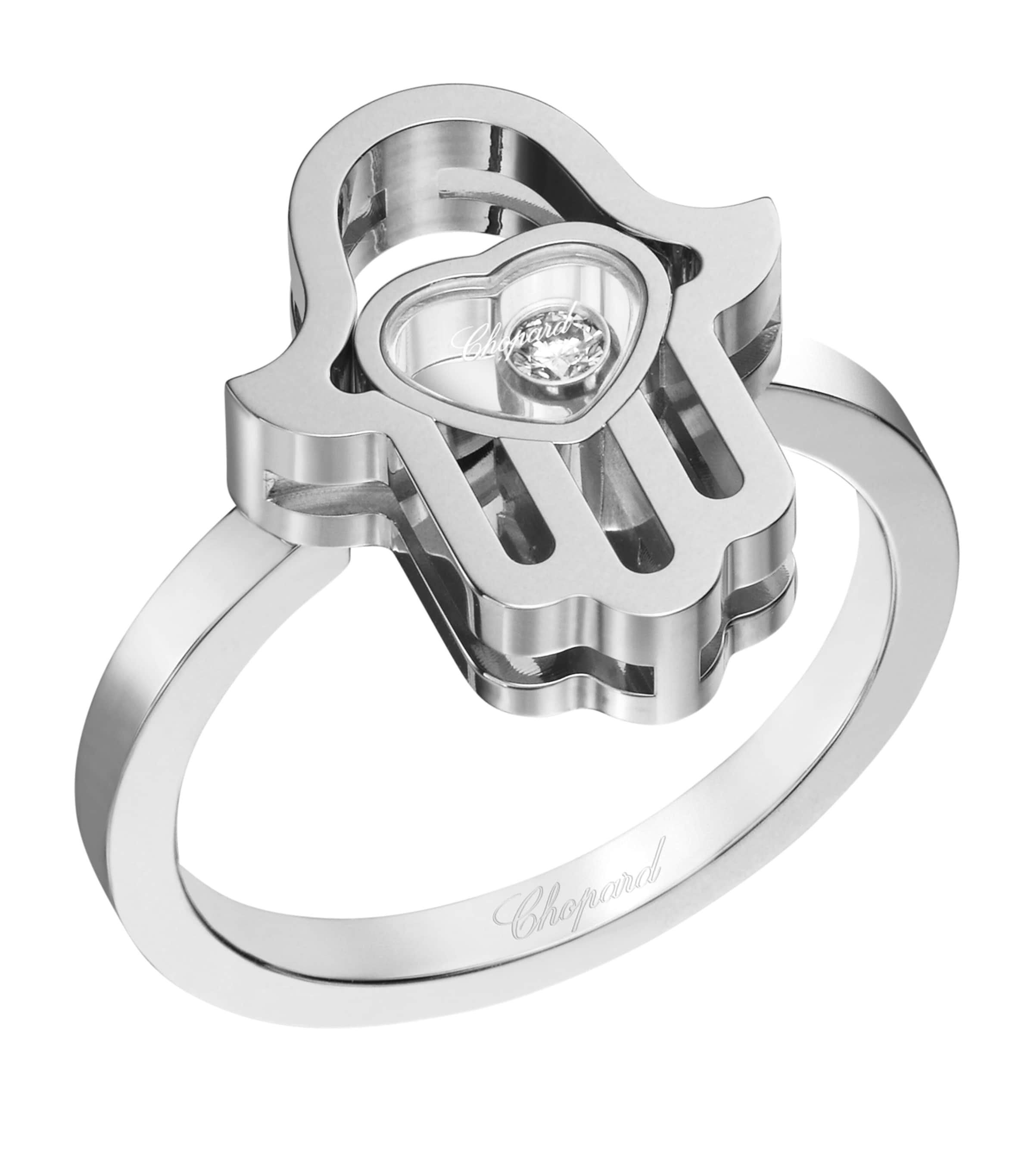 Chopard White Gold And Diamond Happy Diamonds Lucky Charms Ring In Gold