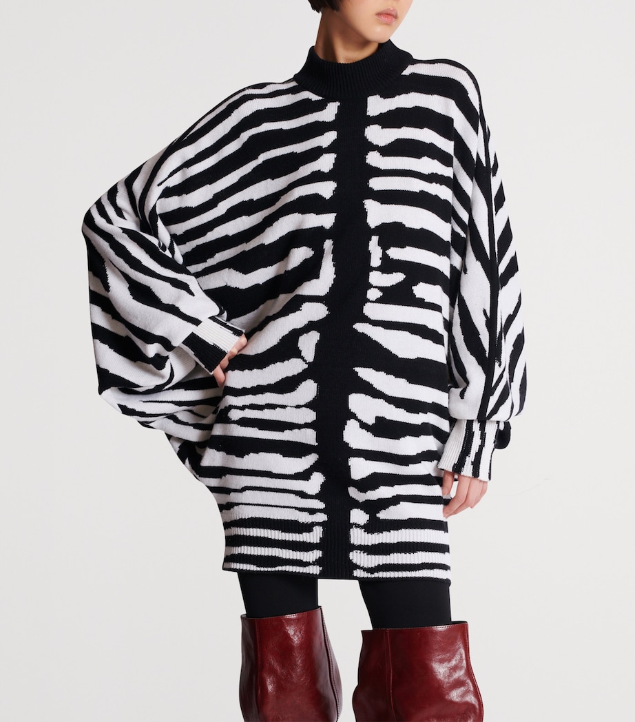 Wool-Cashmere Intarsia Mini Dress EAB NOIR/BLANC Image 2