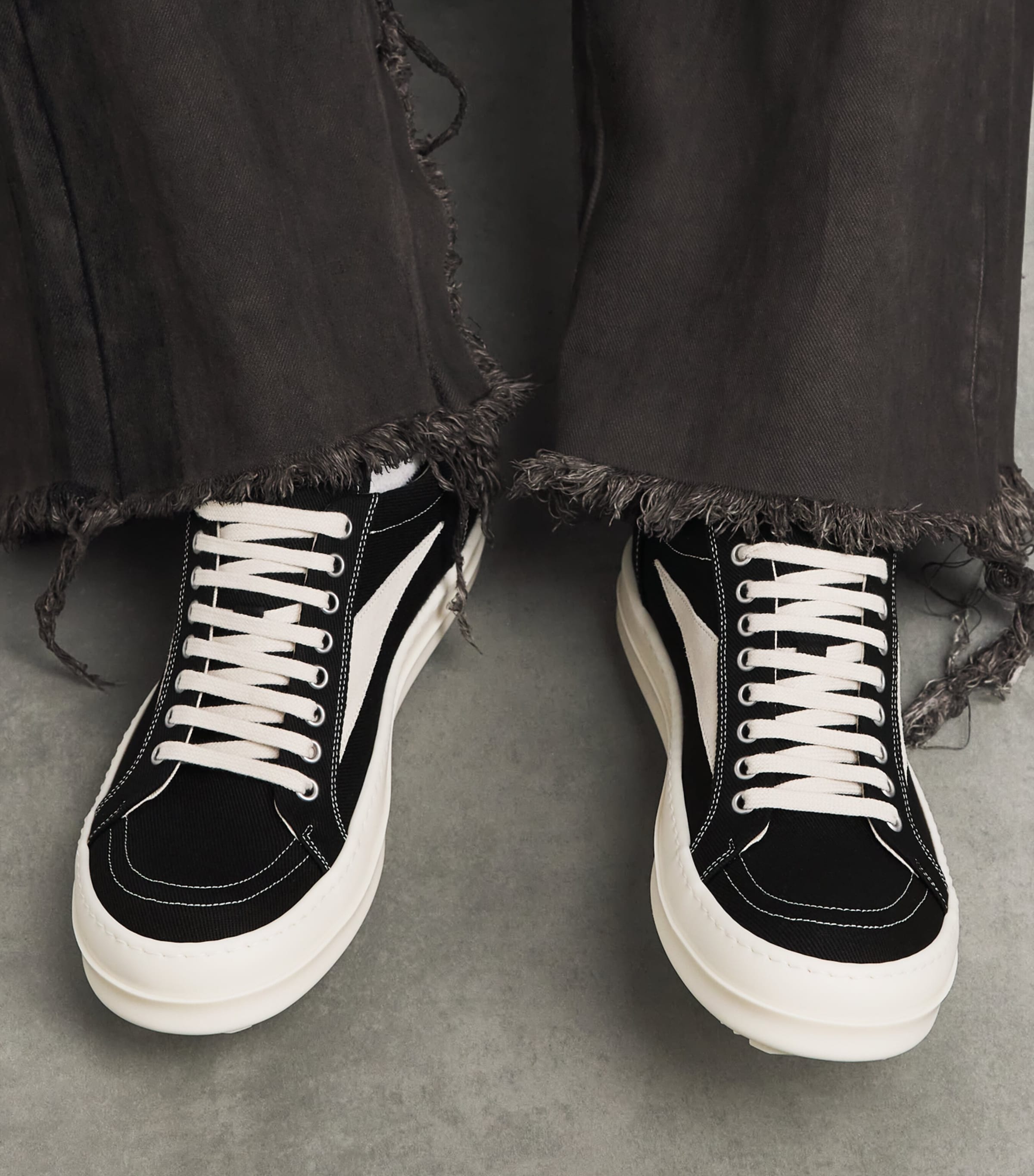 Rick Owens Canvas Vintage Sneakers Blk/milk/milk Image 2