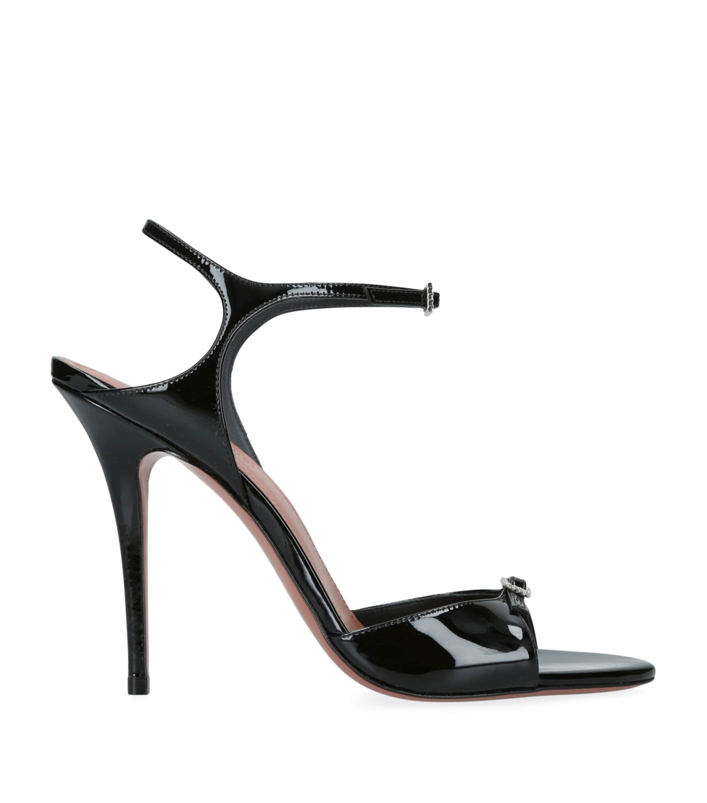 Amina Muaddi Patent Leather Heeled Sandal 105 | Women Shoes | Heels | Sandals | Designers | Amina Muaddi