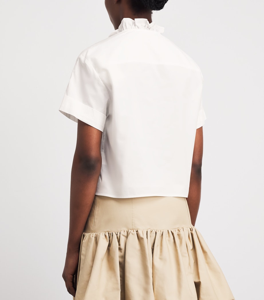 Claudie Pierlot Womens Cotton Poplin Ruffle Blouse White Image 5