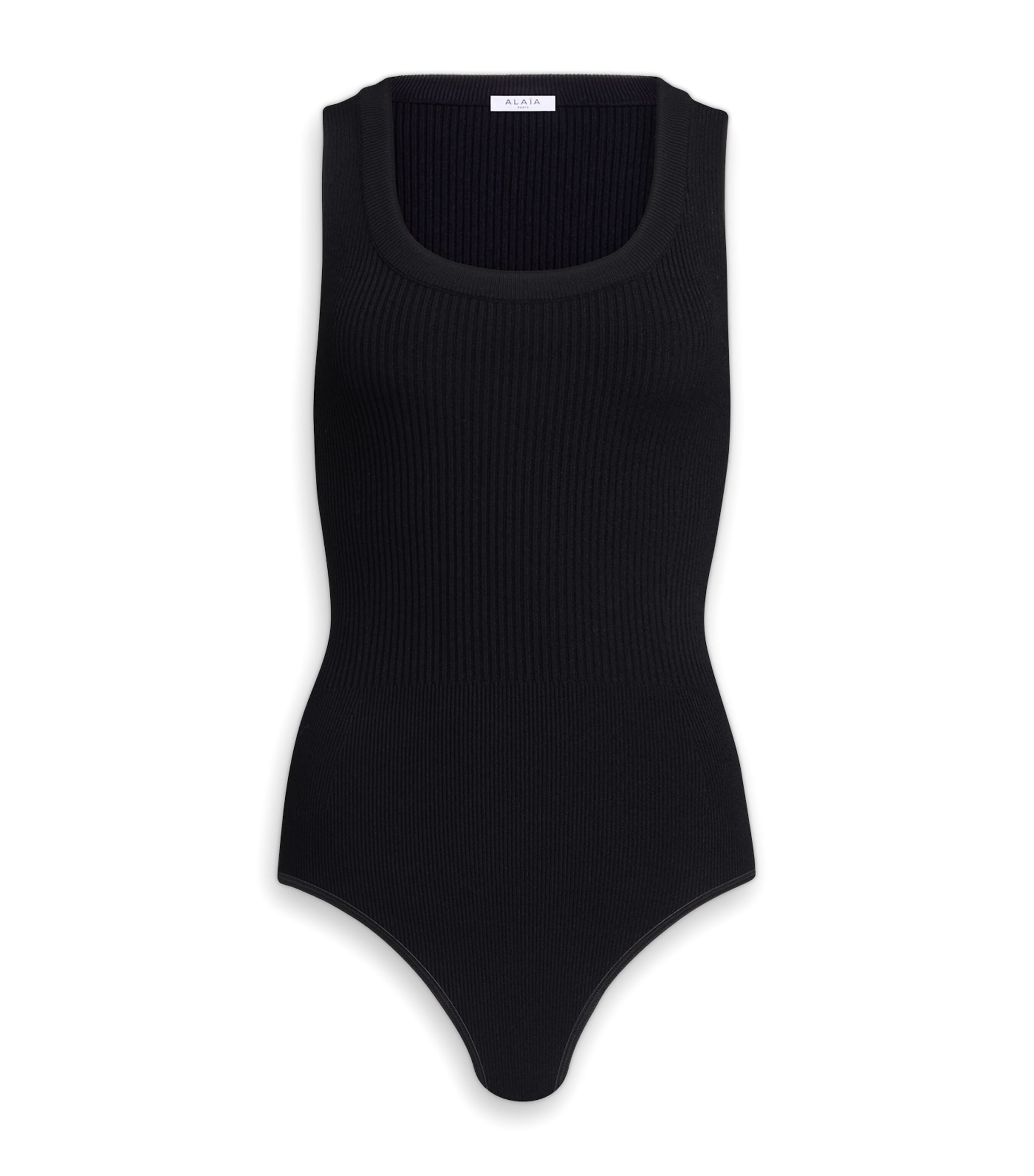 Shop Alaïa Scoop-neck Tank Bodysuit In Black