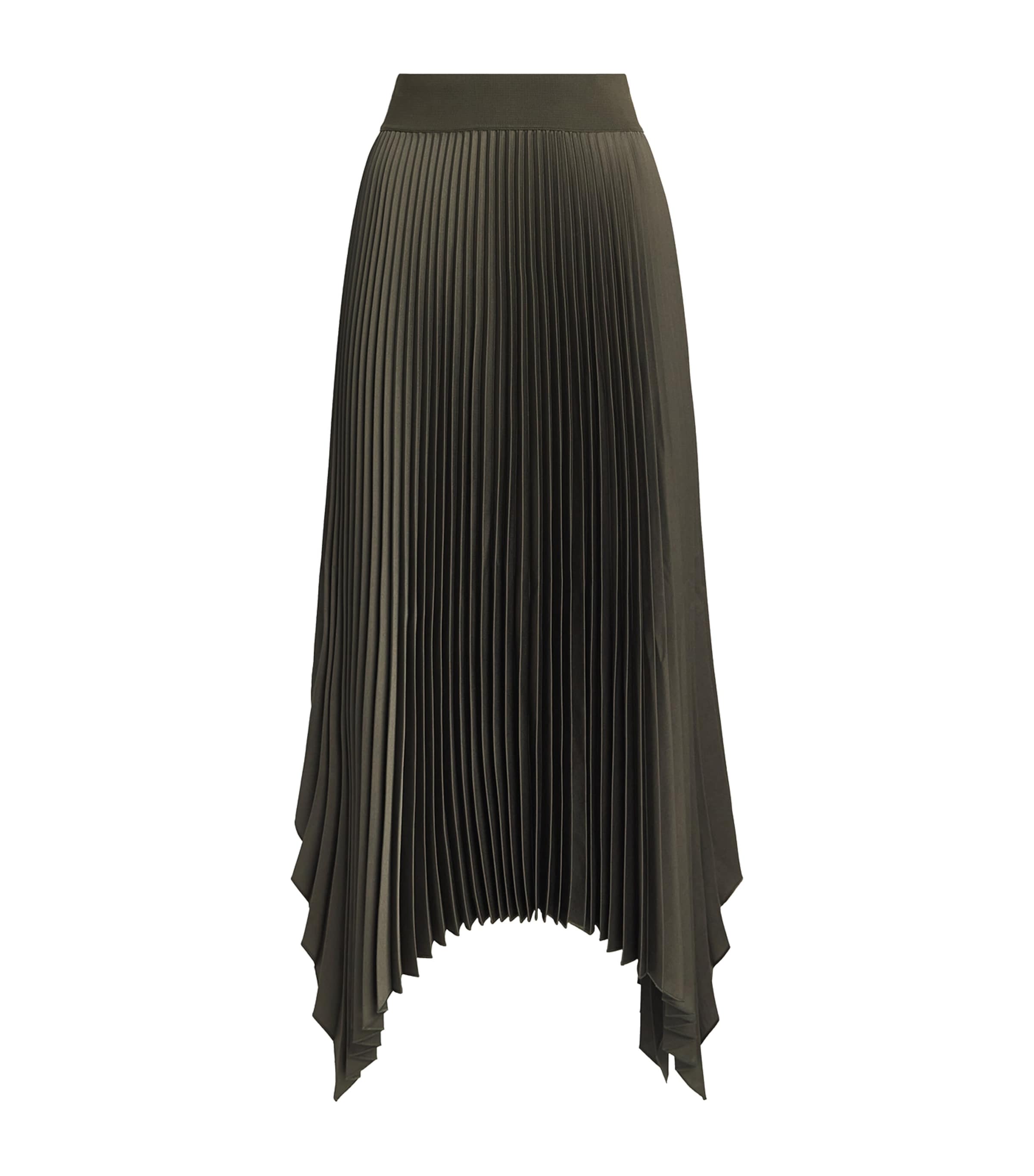 Joseph Green Crepe Plissé Ade Midi Skirt | Harrods US