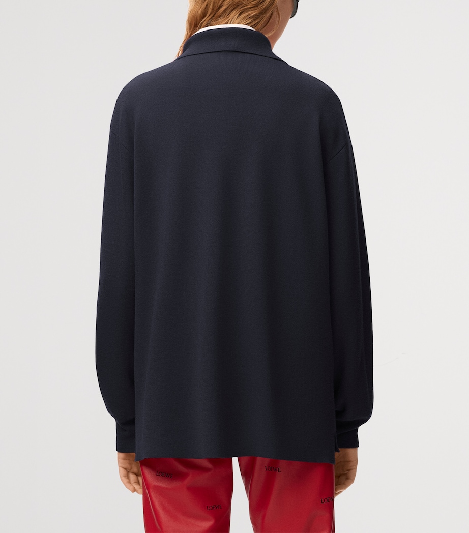 LOEWE Womens Cashmere-Silk Polo Sweater Dark Navy Image 4