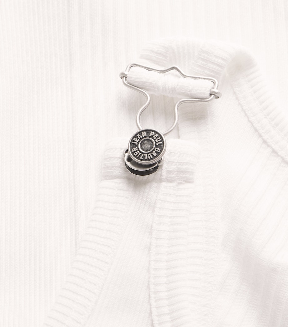 Cotton Buckle-Detail Tank Top 01-WHITE Image 5