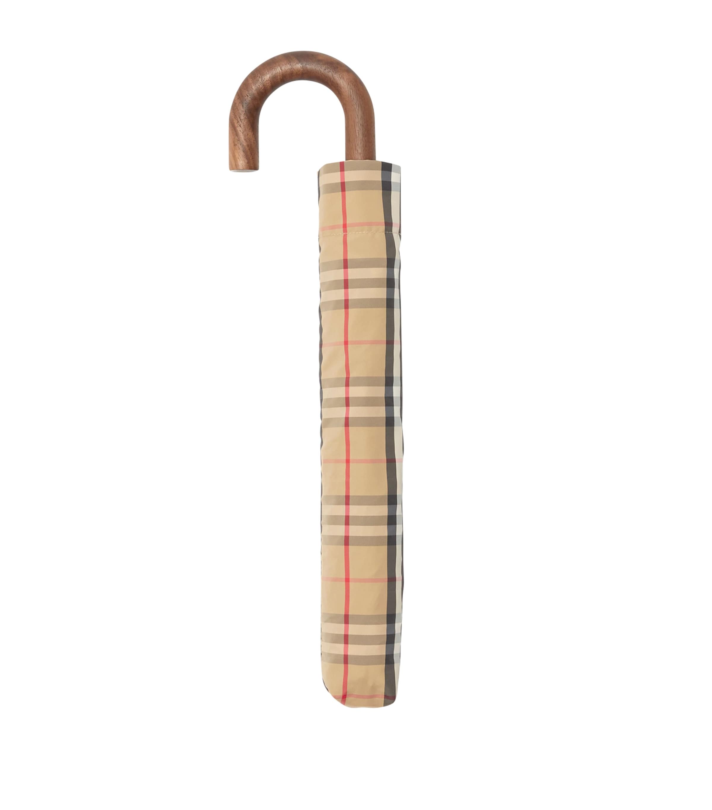 Burberry Vintage Check-print Folding Umbrella In Beige