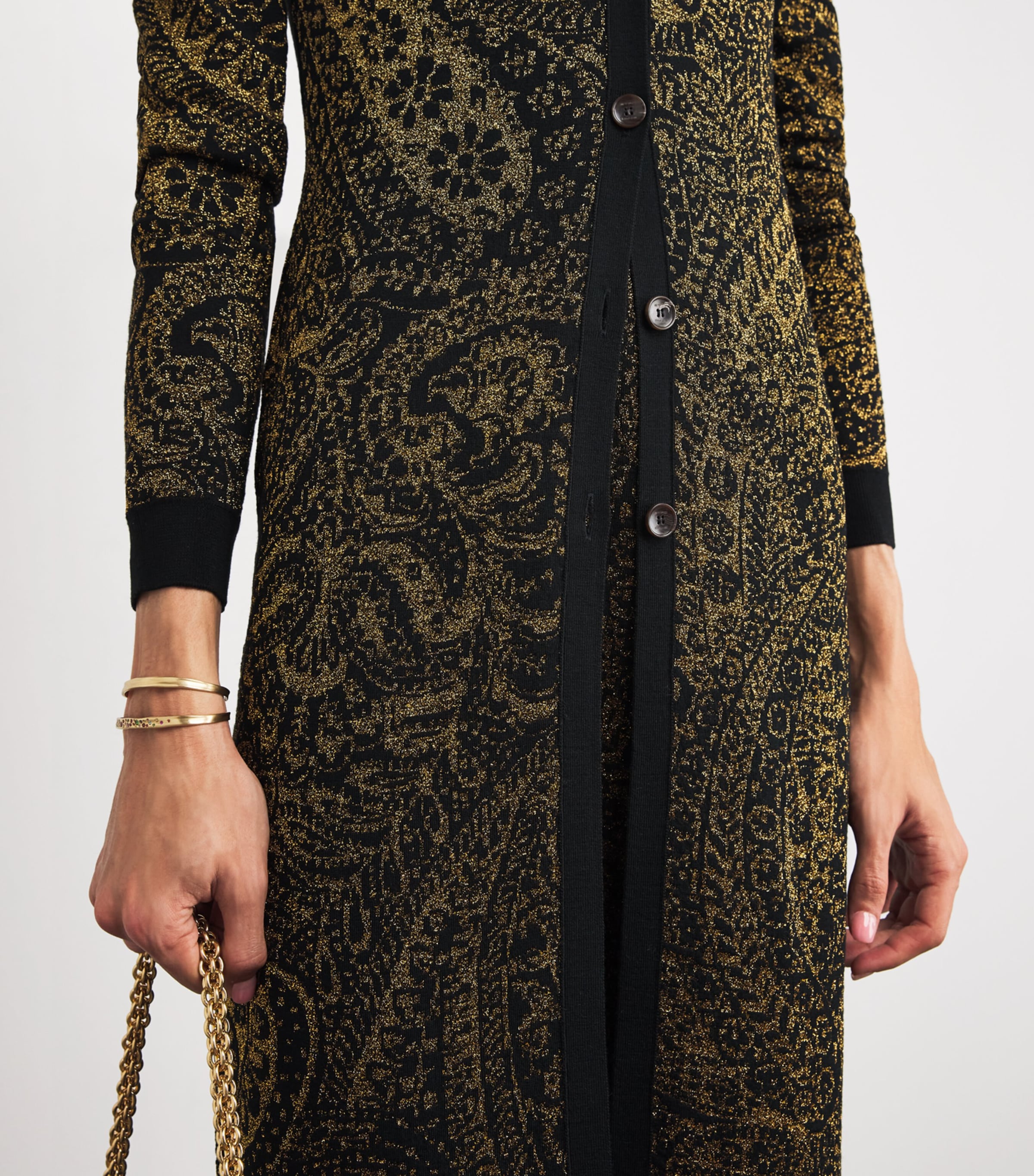 Wool-Blend Paisley V-Neck Maxi Dress S9810 Image 6