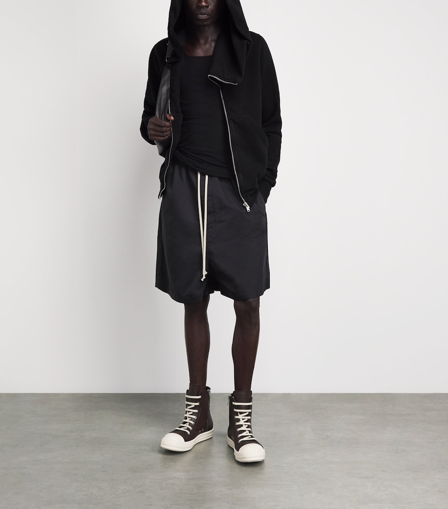 Rick Owens Mens Asymmetric Mountain Hoodie Black Image 2