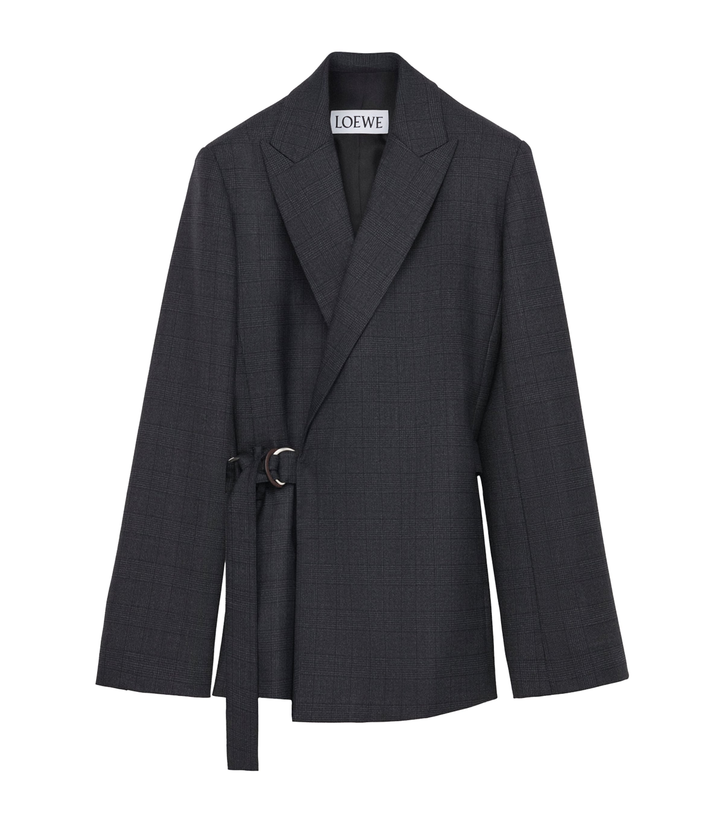 Wool Check Draped Blazer DARK GREY Image 1