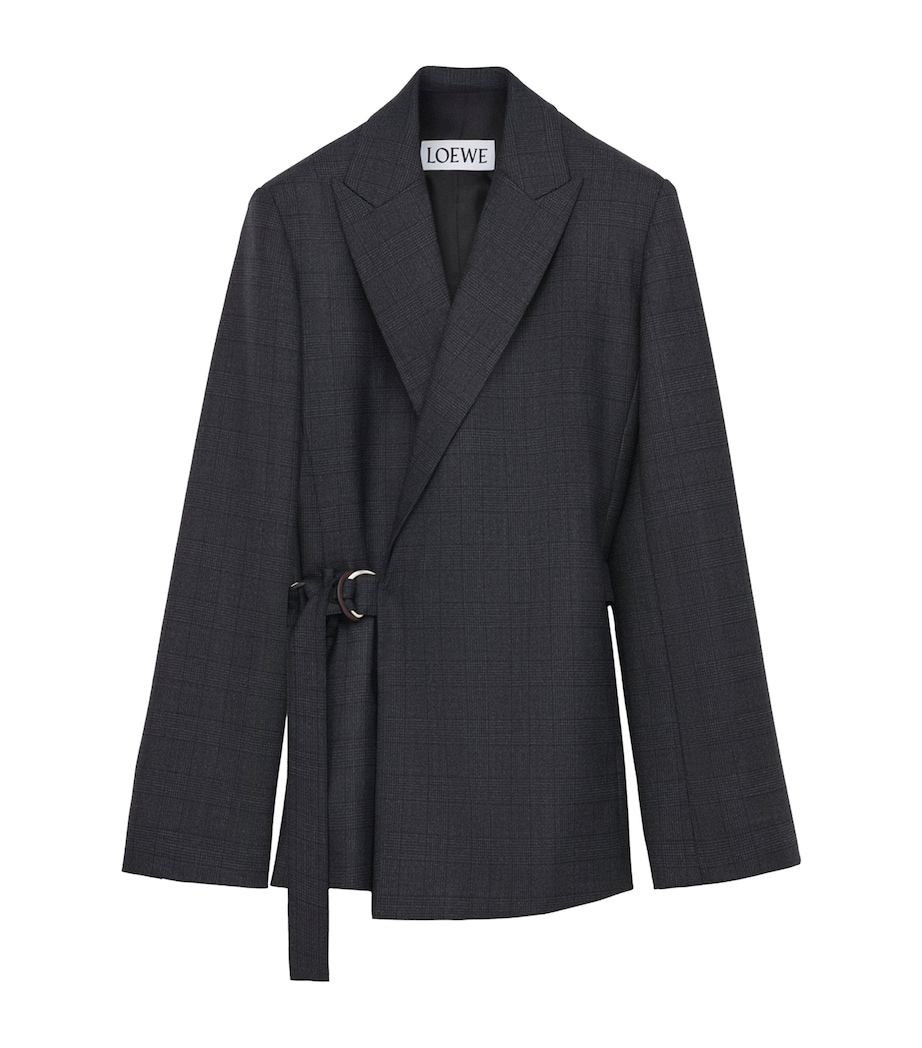 Wool Check Draped Blazer DARK GREY Image 1