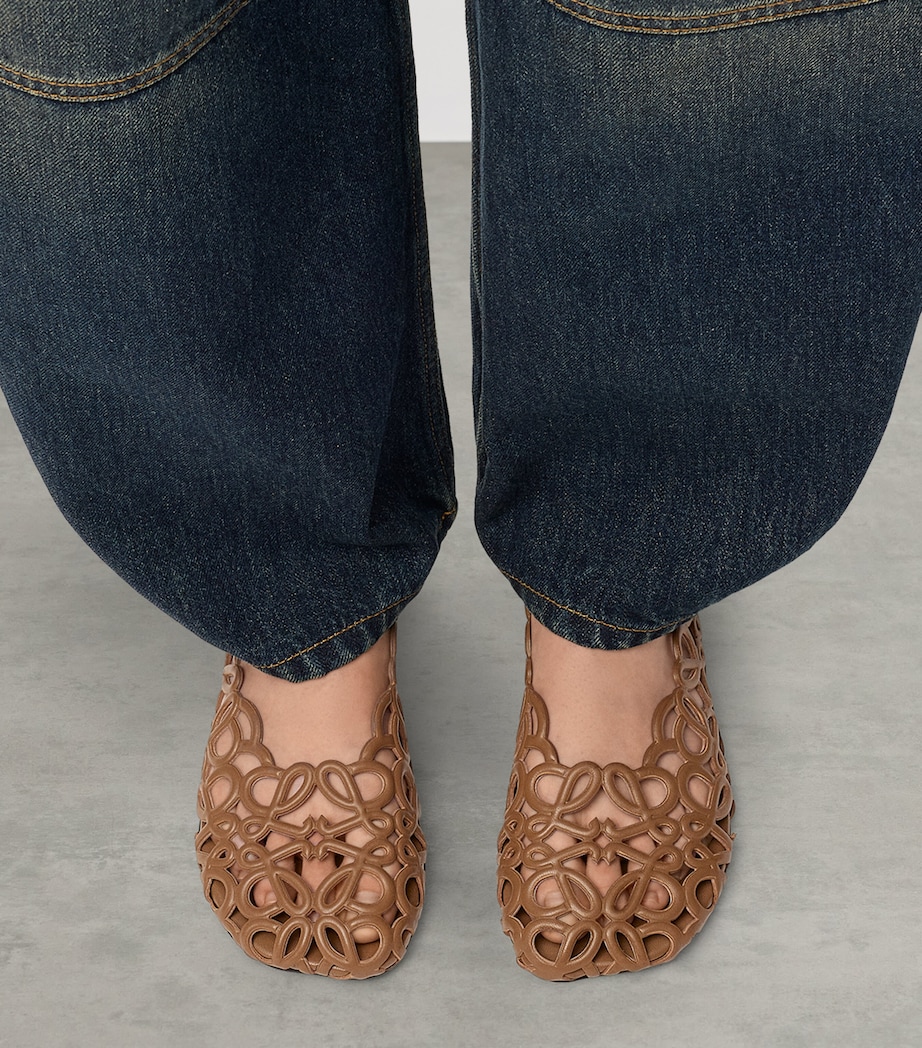 LOEWE Leather Petal Anagram Ballet Flats Oak Image 2