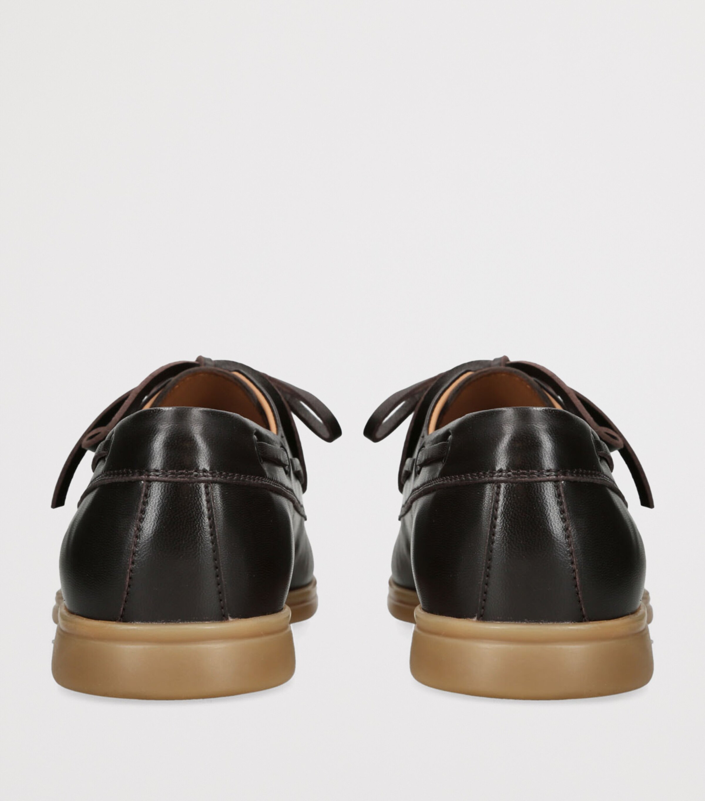 Leather Marina Derby Boat Shoes DARK BROWN Image 2