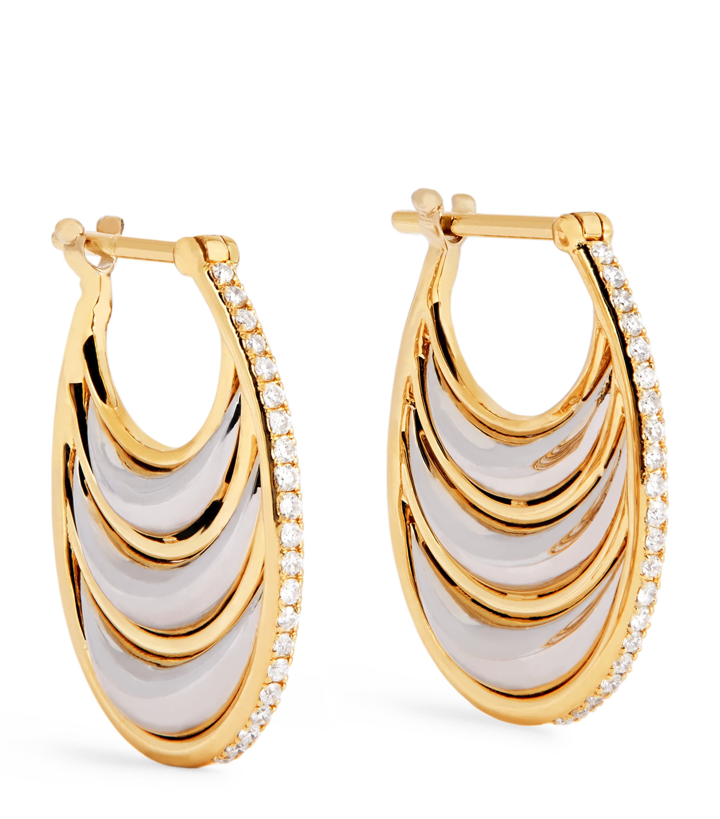 L'atelier Nawbar Yellow Gold And Diamond Triple Bloop Moon N*93 Hoop Earrings In Gold