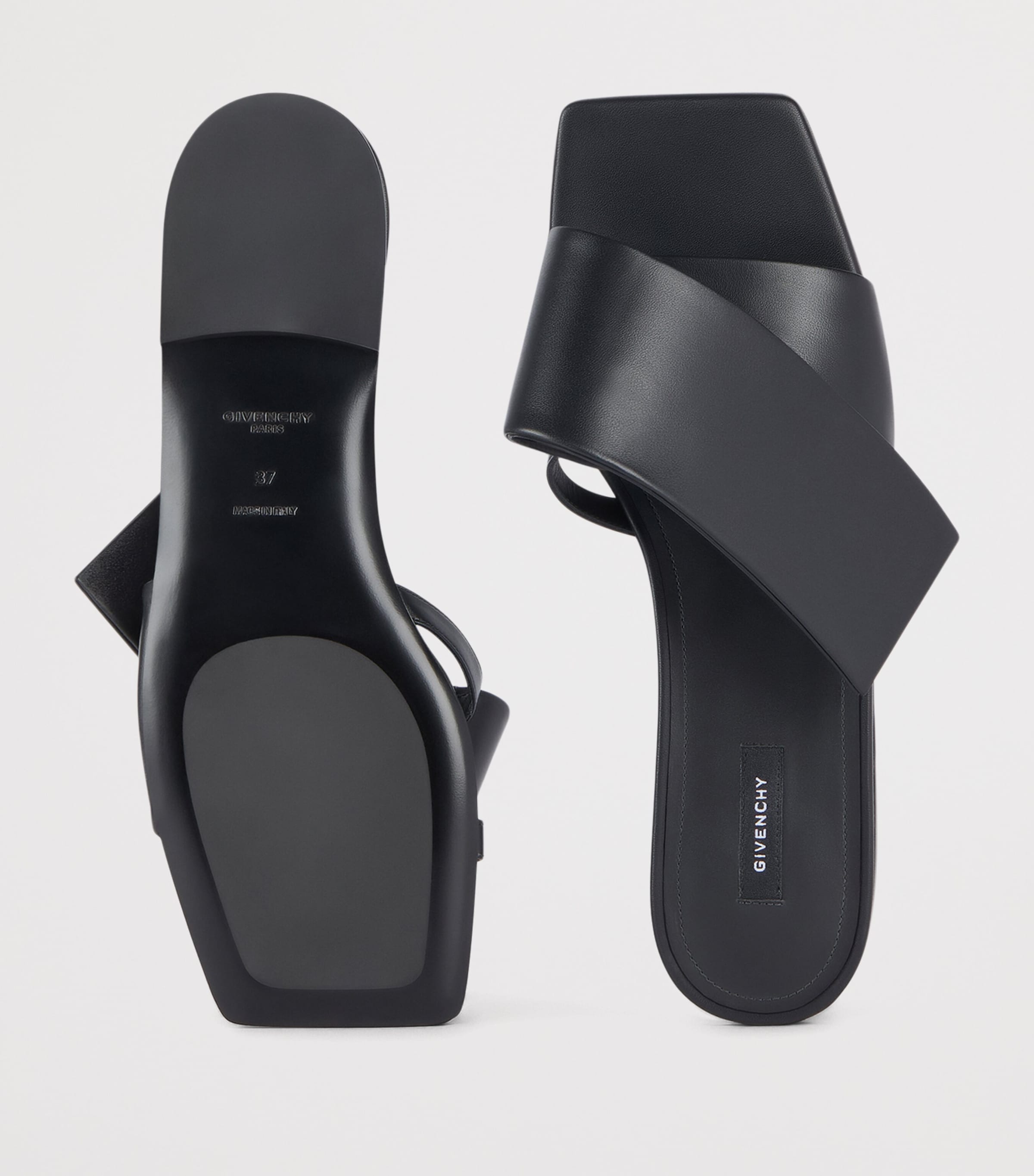 Leather Twisted Ribbon Sandals BLACK Image 4