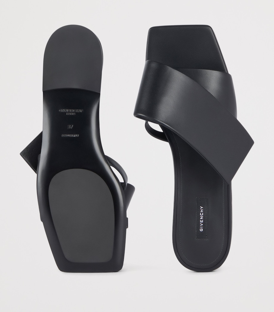 Leather Twisted Ribbon Sandals BLACK Image 4