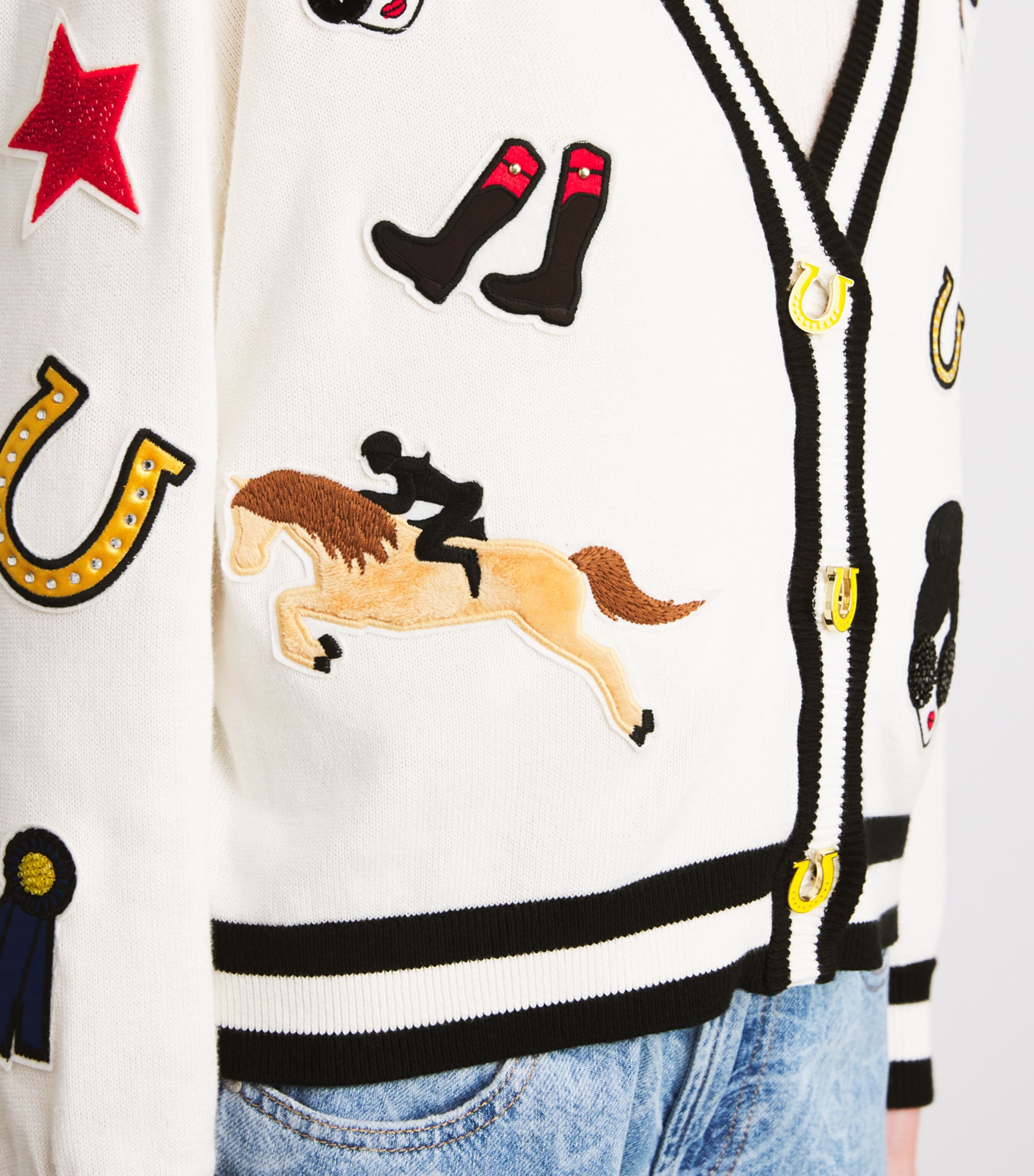 Alice+Olivia White Cotton Embroidered Bradley Cardigan | Harrods UK