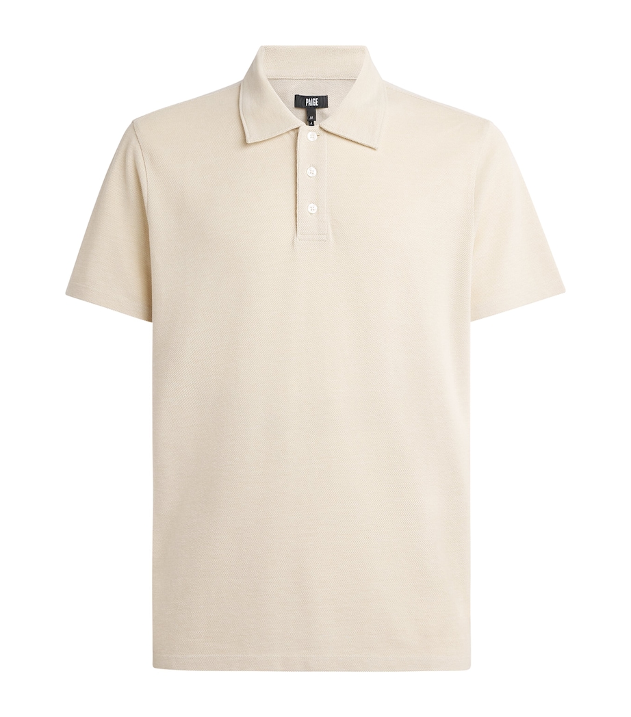 PAIGE Mens Cotton Demille Polo Shirt Pale Khaki Cmb Image 1