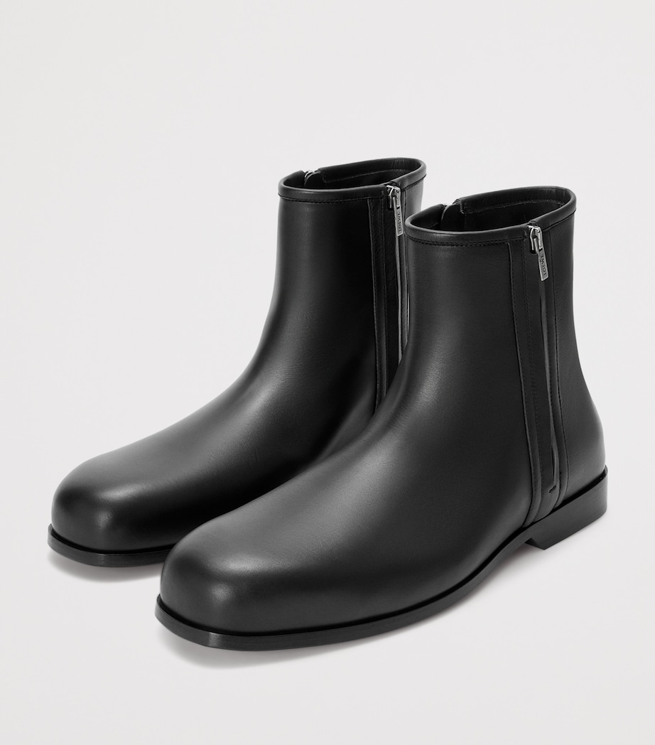 Leather Bobine Ankle Boots BLACK Image 3