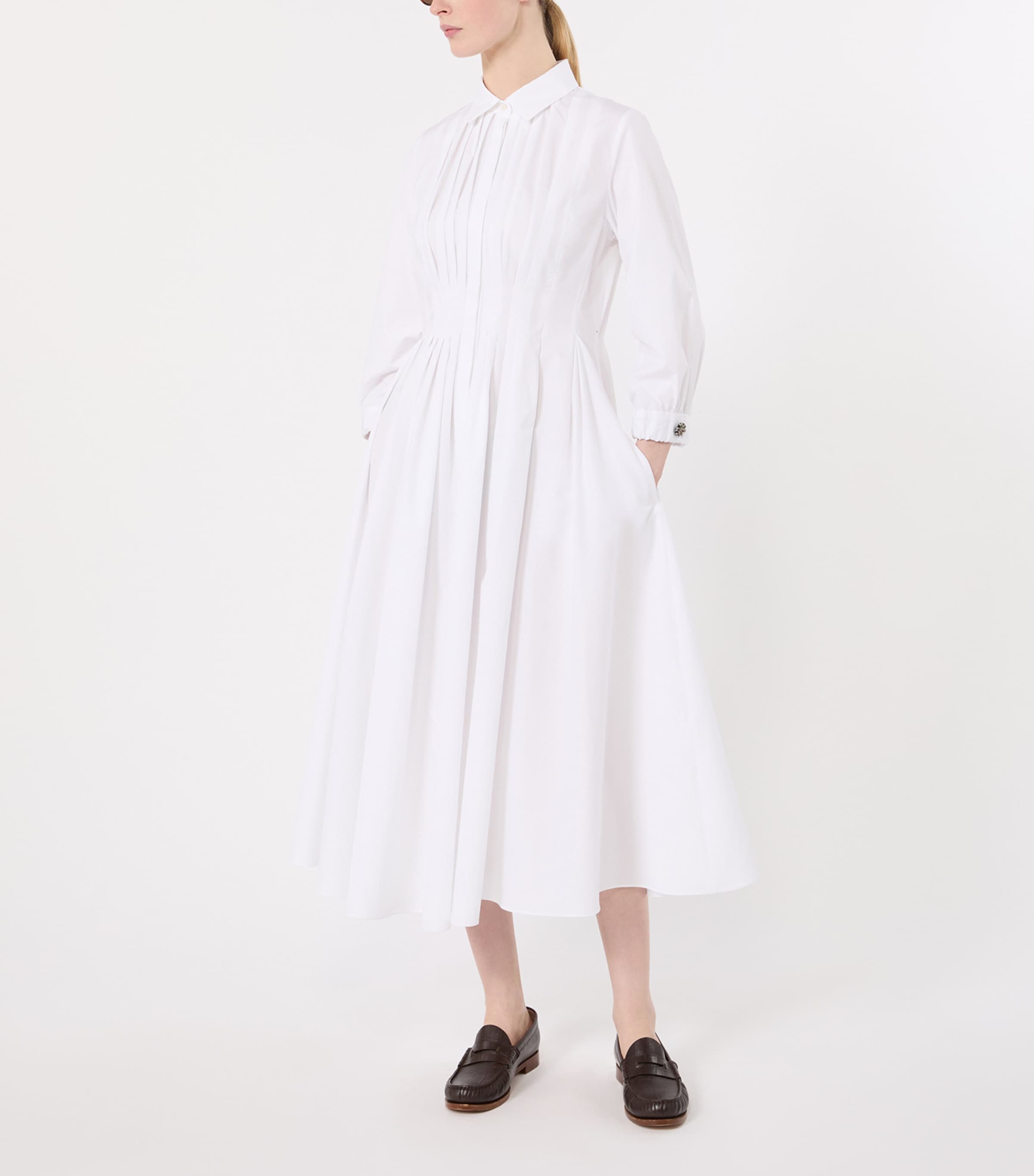 Max Mara Womens Cotton Poplin Shirt Dress White Image 2