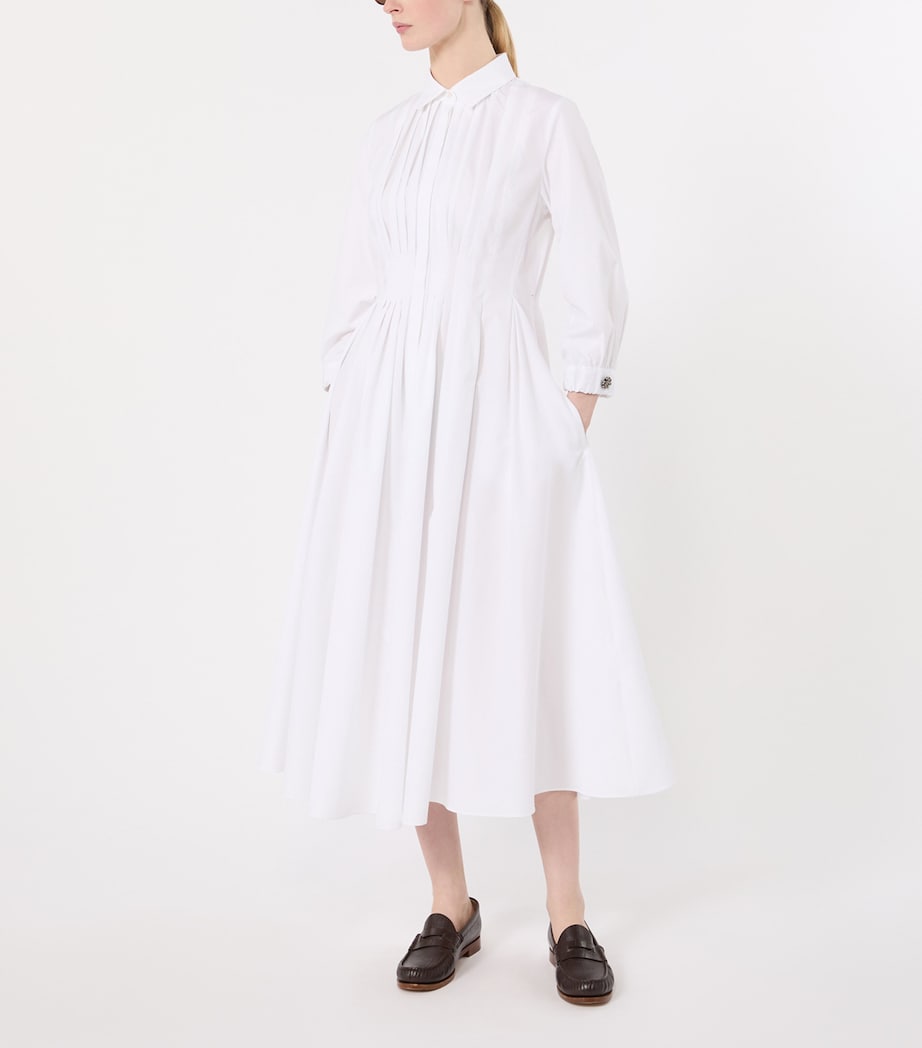 Max Mara Womens Cotton Poplin Shirt Dress White Image 2