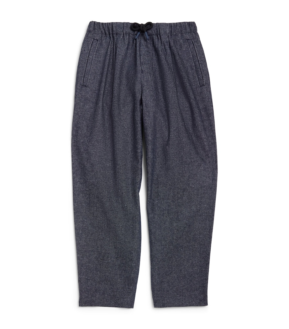 Emporio Armani Kids Herringbone Drawstring Trousers (4-16 Years) Fant.blue Image 1