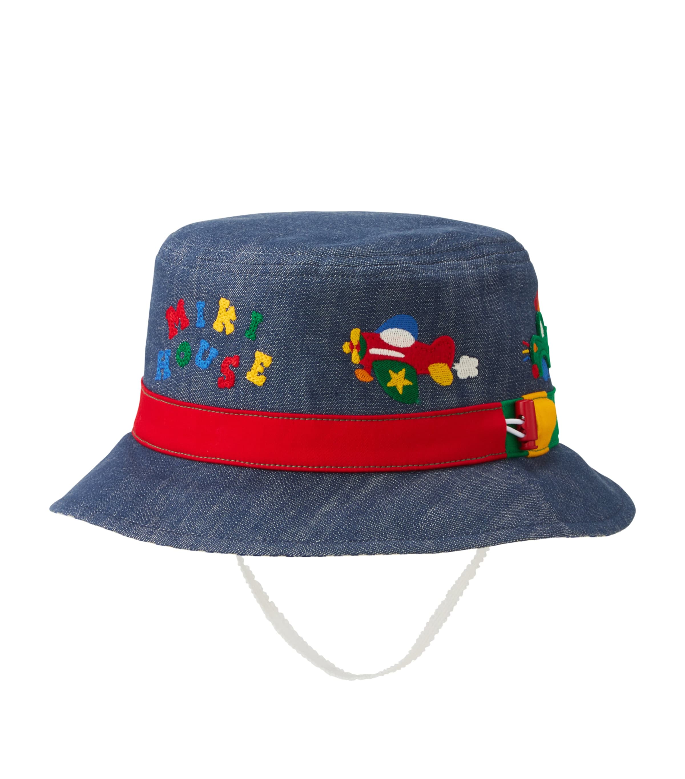 Miki House Denim Embroidered Sun Hat Image 1