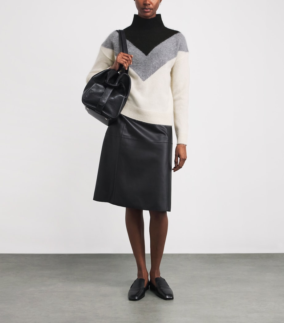 Cashmere Chevron Rollneck Sweater CHK-IVORY MULTI Image 2