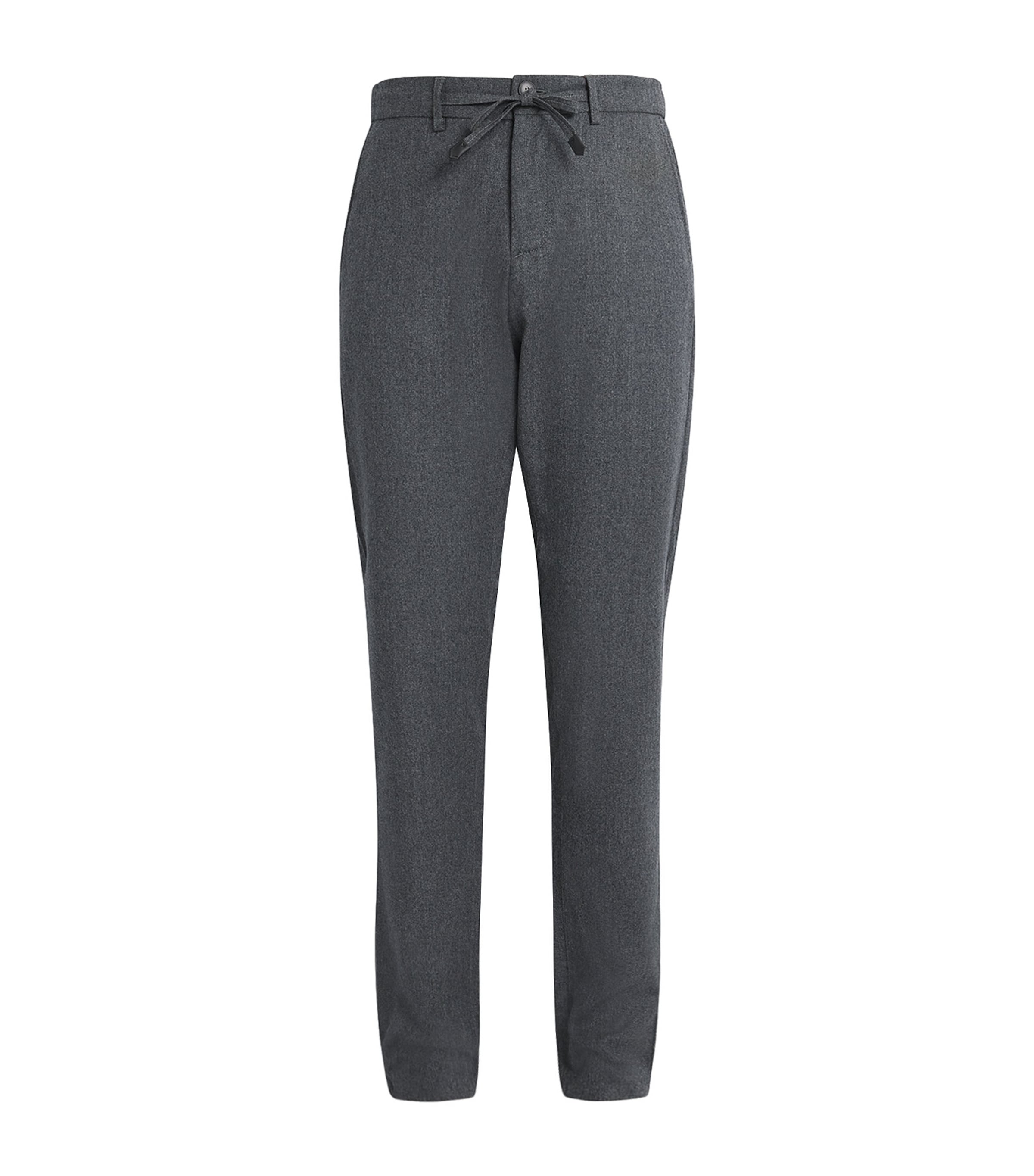 Canali Tapered Wool-flannel Drawstring Trousers In Gray