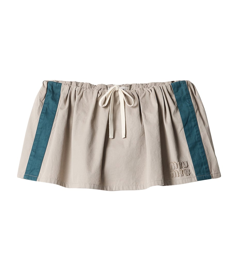 Miu Miu Womens Cotton Poplin Drawstring Mini Skirt Image 1
