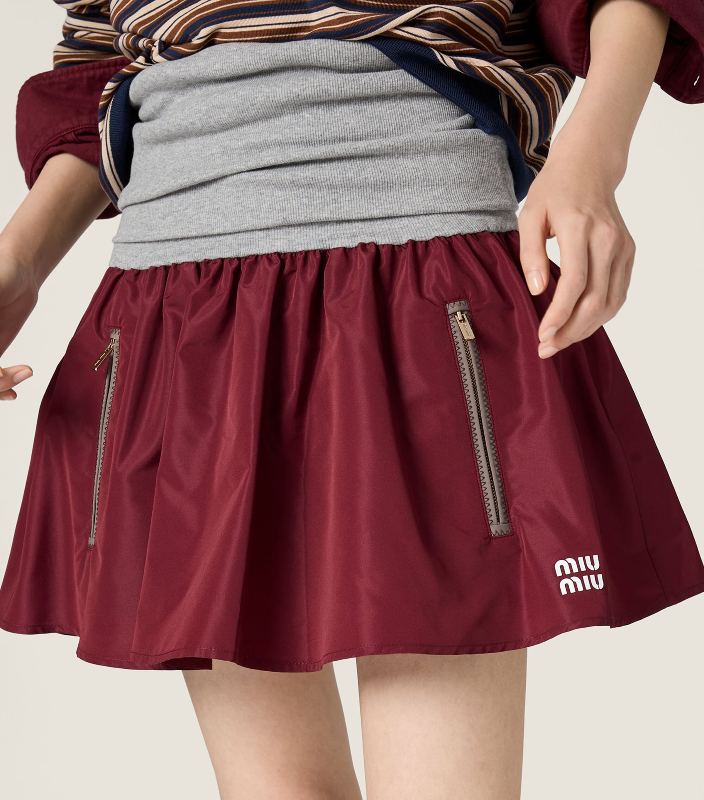 Miu Miu Womens Technical Layered Mini Skirt Image 3