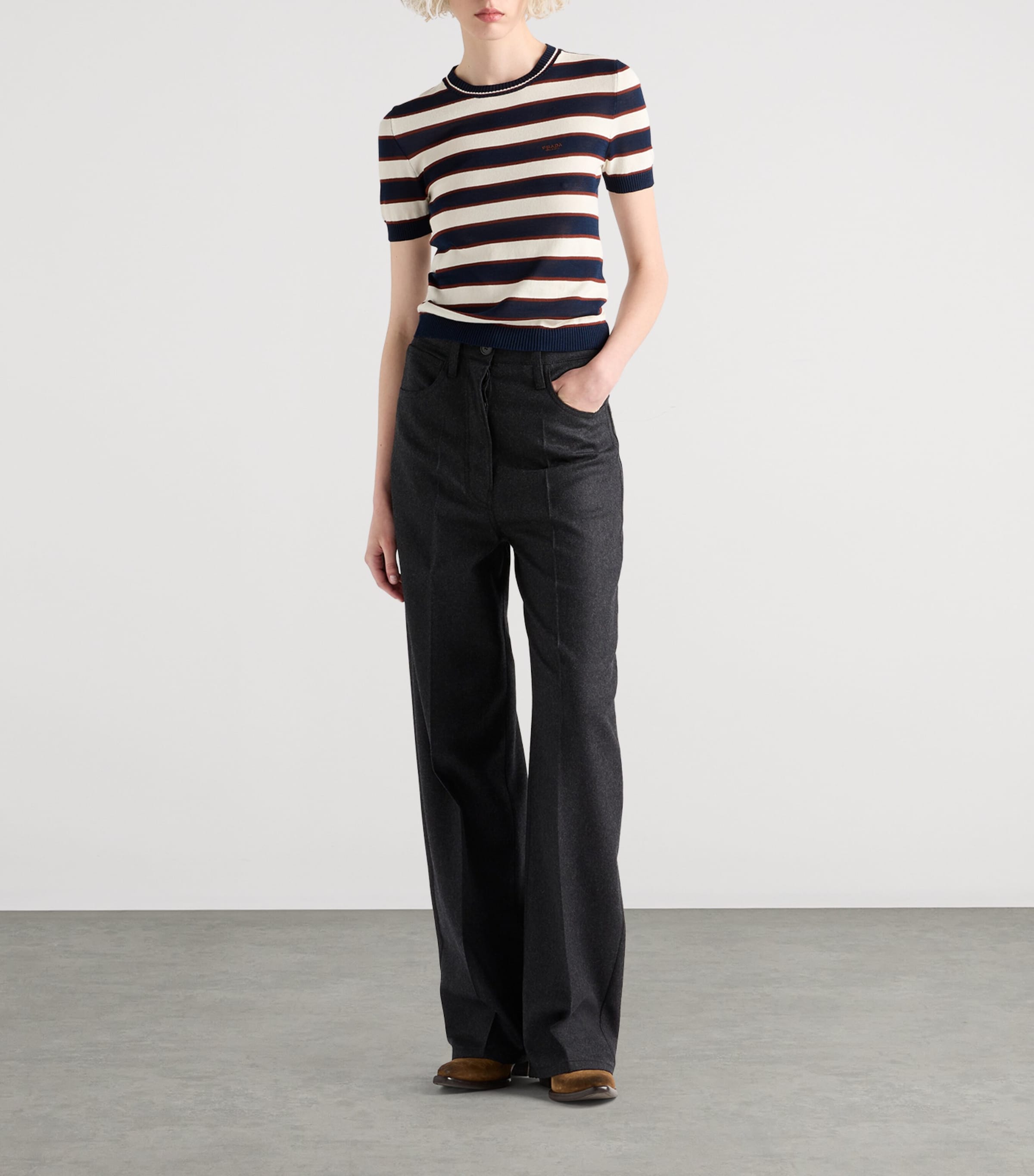 Prada Blue Cotton Stripe Sweater Top | Harrods UK