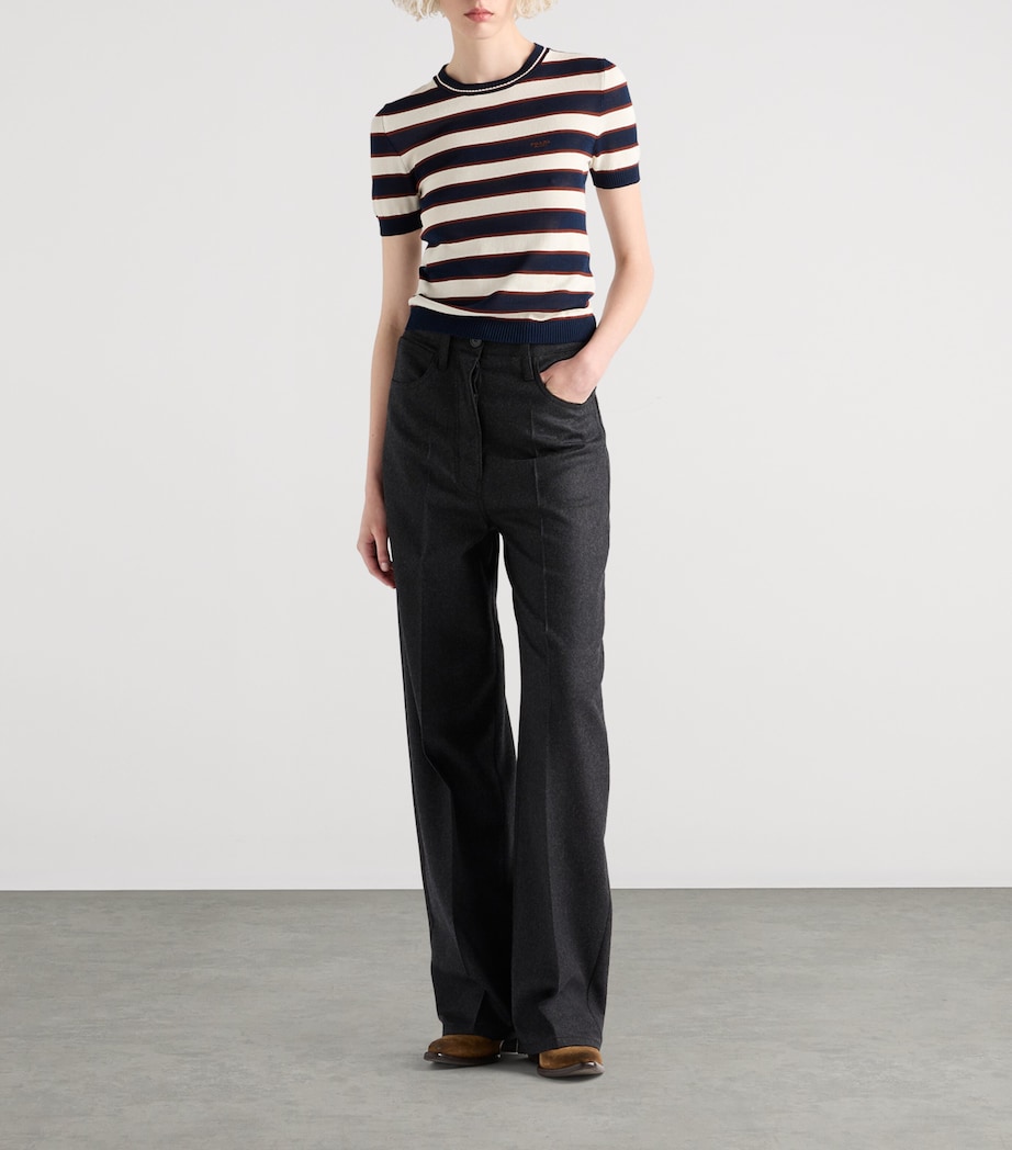 Cotton Stripe Sweater Top F056H Image 2