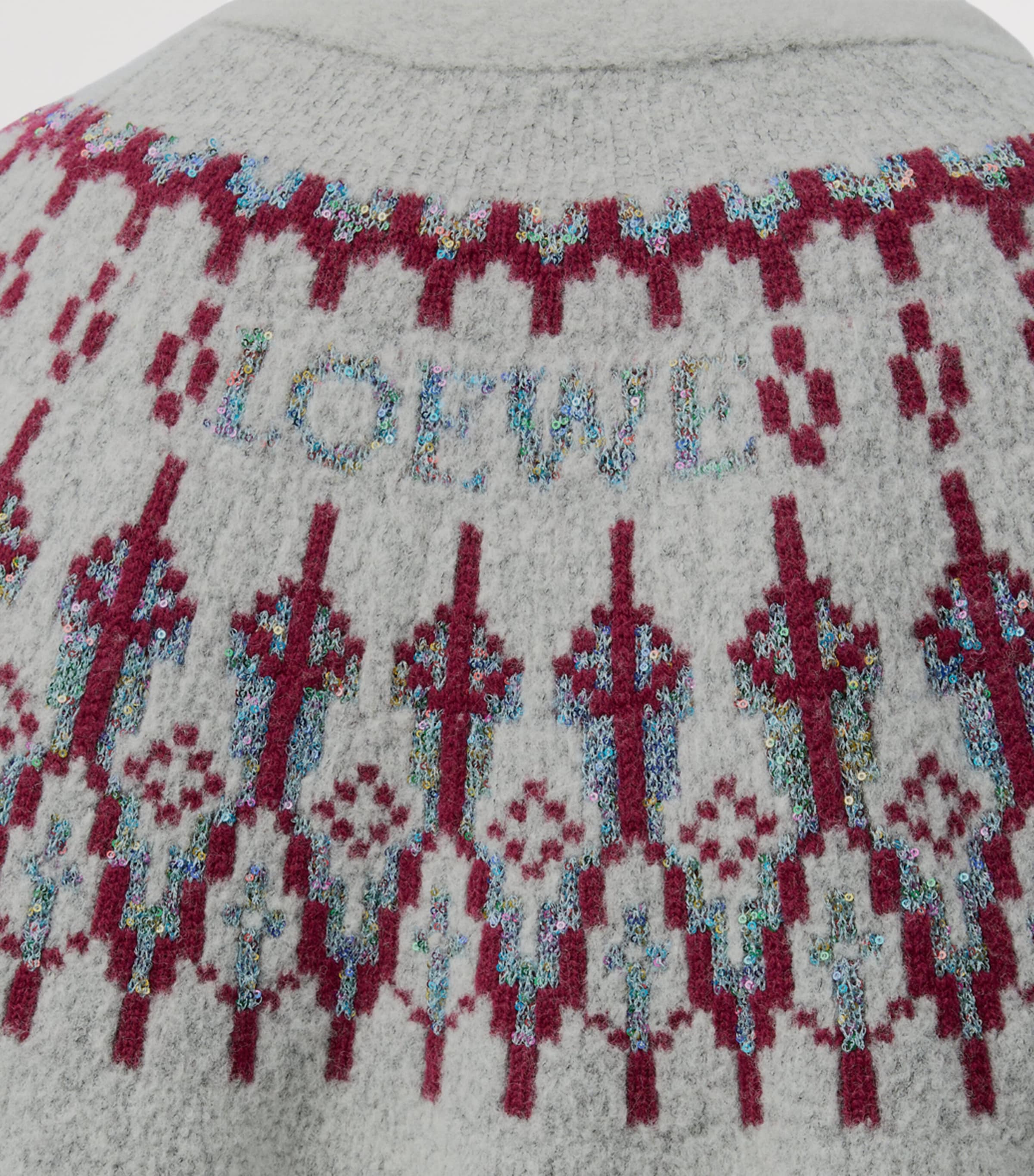 Wool-Blend Sequinned Fair Isle Cardigan LIGHT GREY Image 5